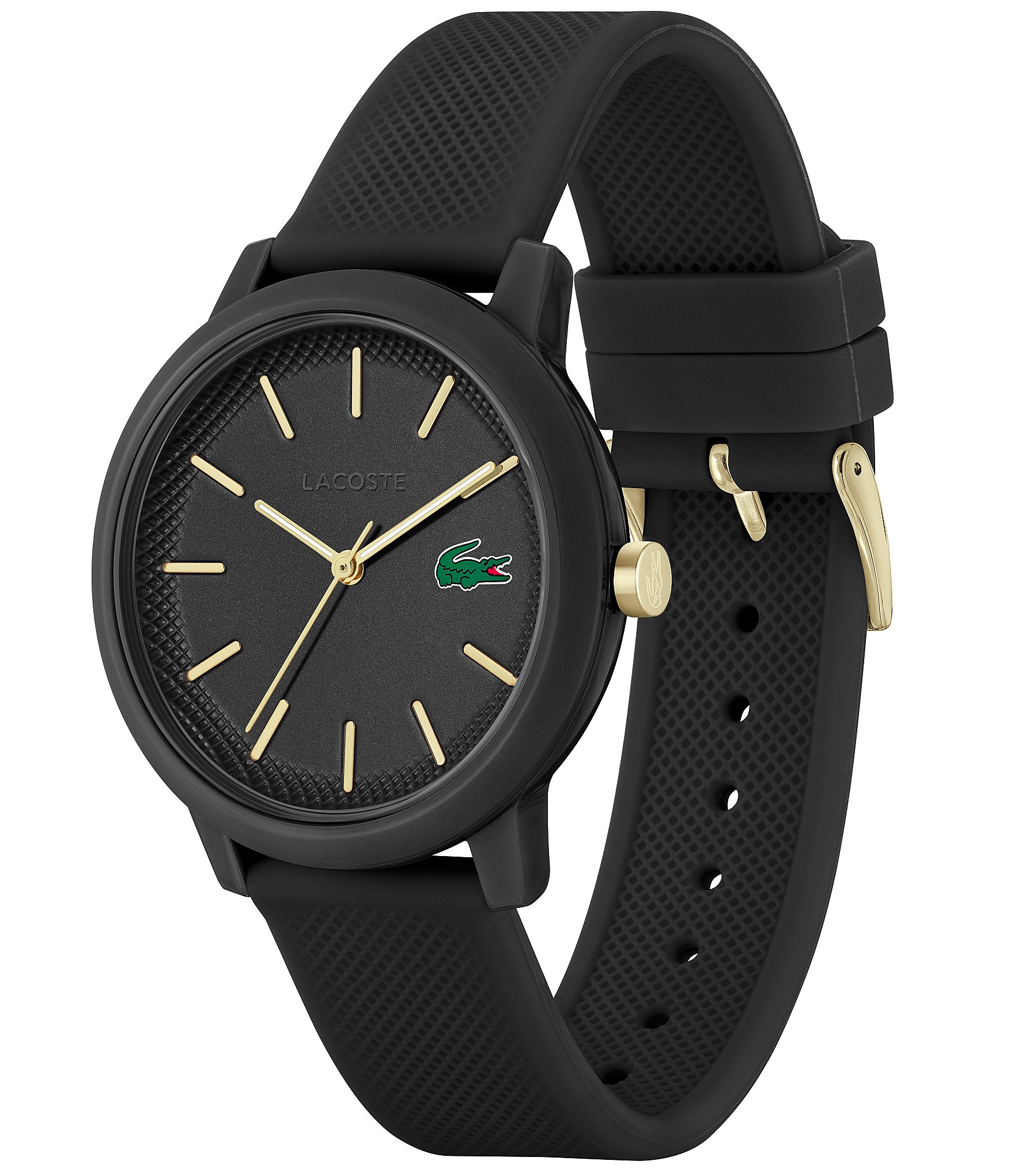 Lacoste Men's 12.12 Quartz Analog Black Textured Silicone Watch