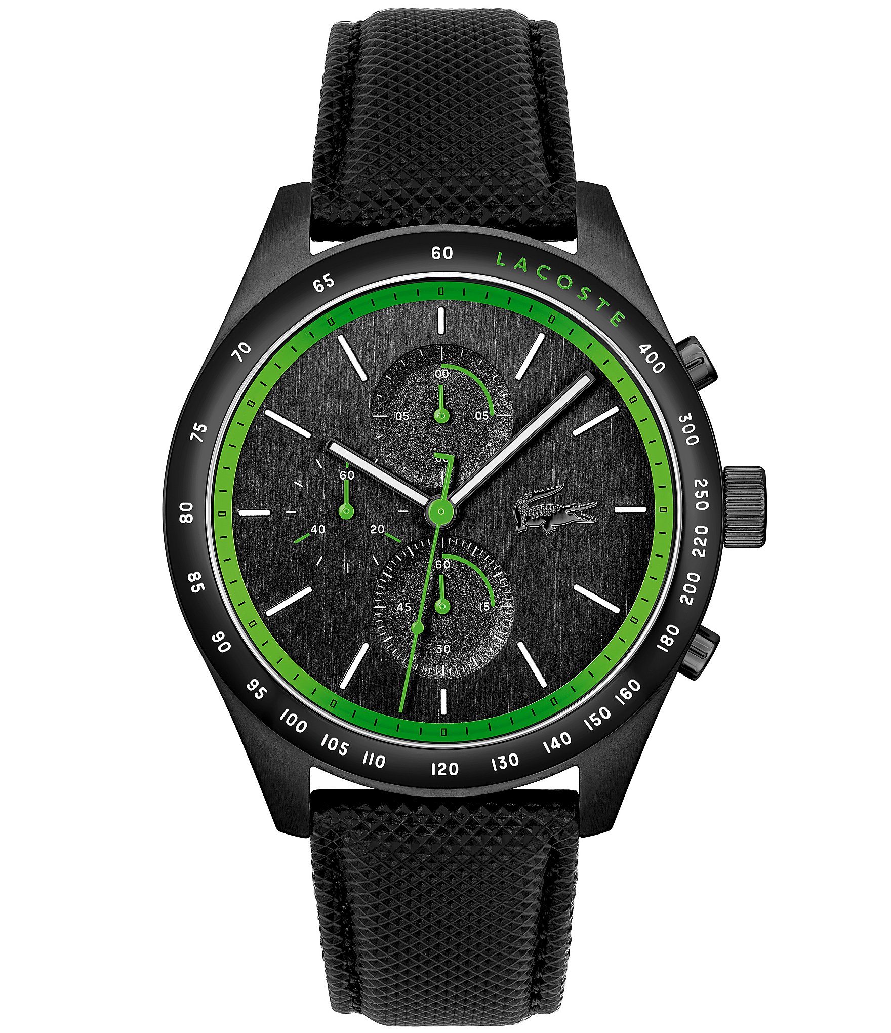 Lacoste Men\'s Apext Quartz Chronograph Black Leather Strap Watch | Dillard\'s