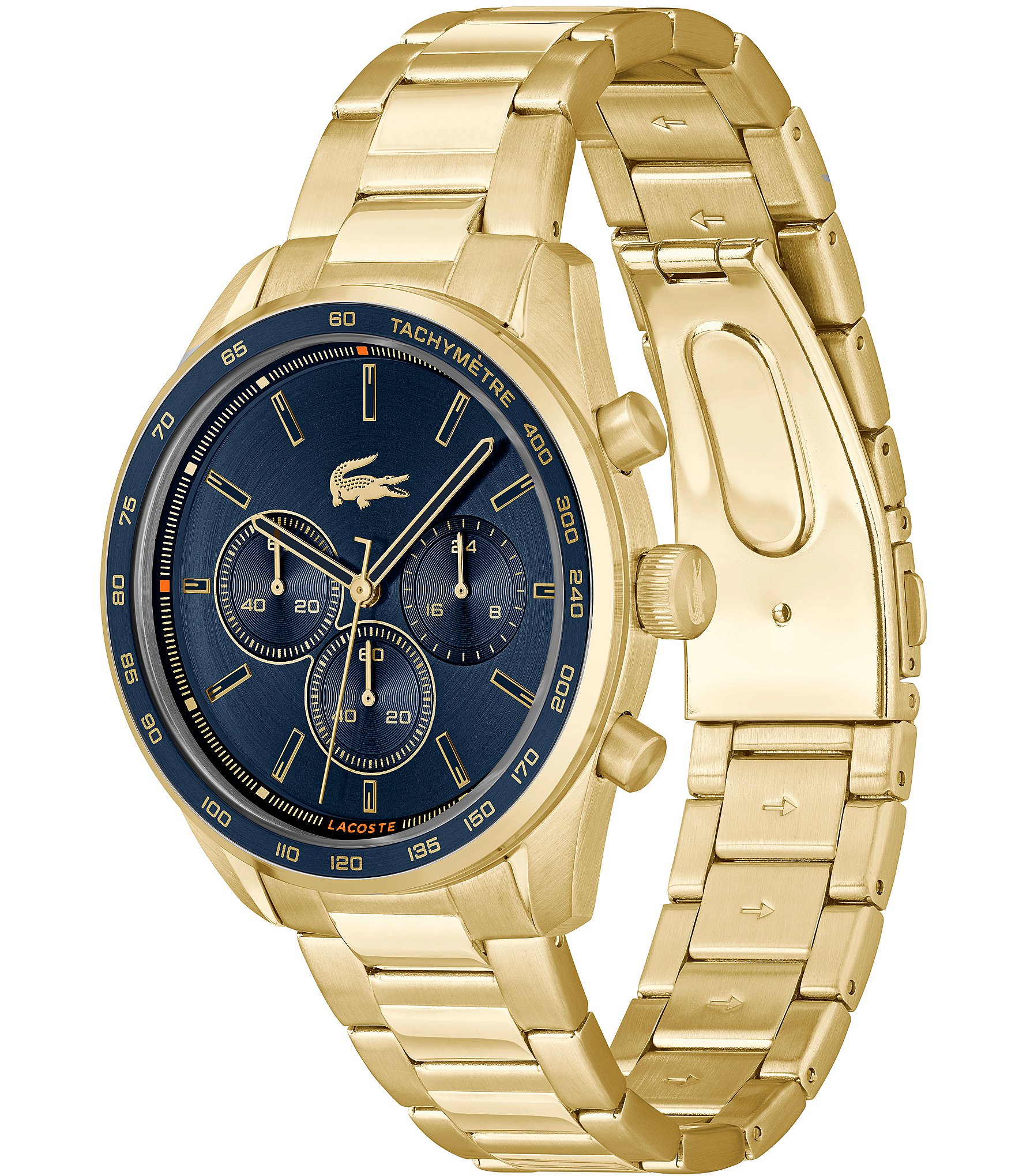 Lacoste Men's Boston Quartz Chronograph Gold Tone Stainless Steel Bracelet Watch