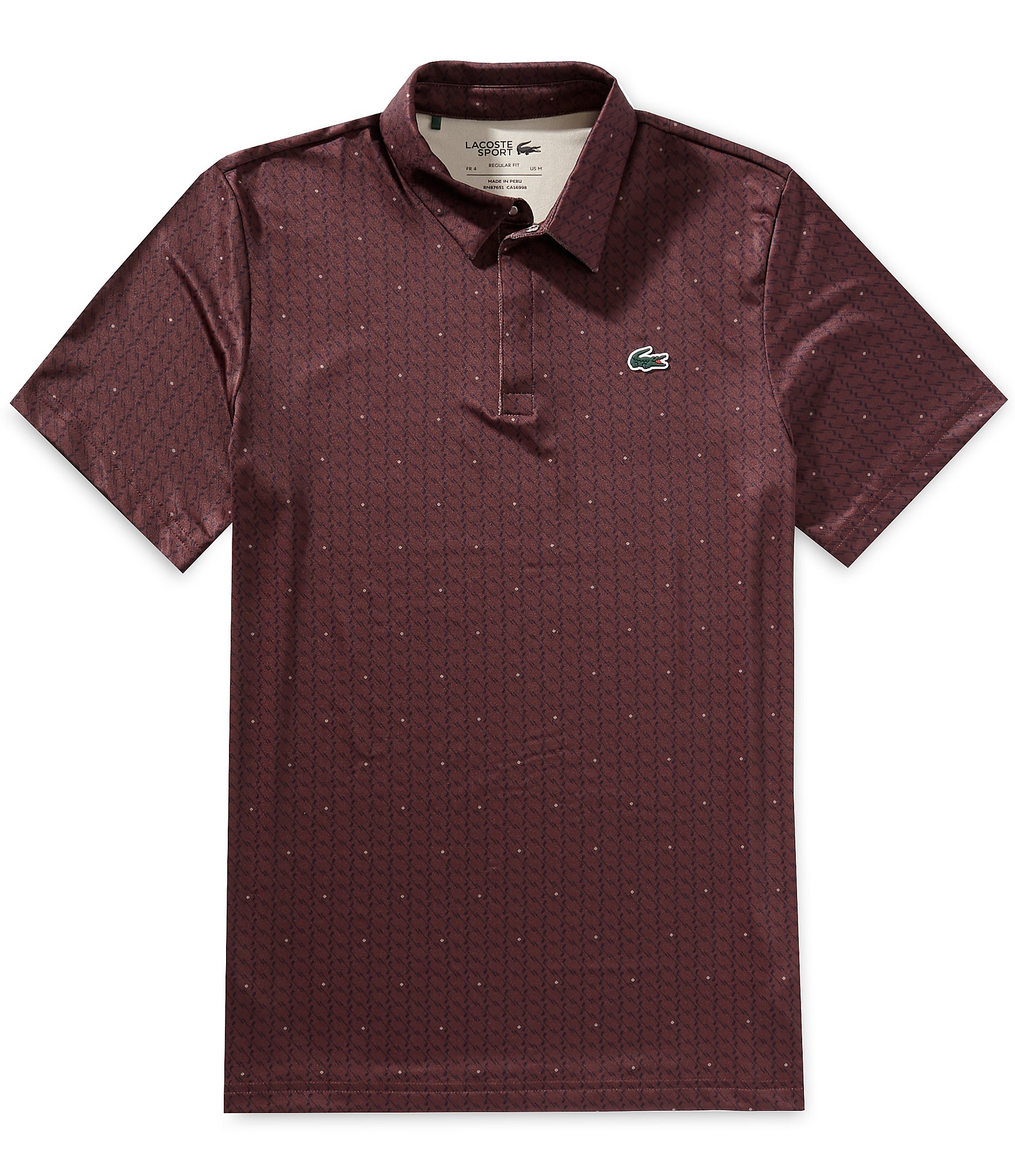 Lacoste Performance Stretch Golf Club Printed Short Sleeve Polo Shirt