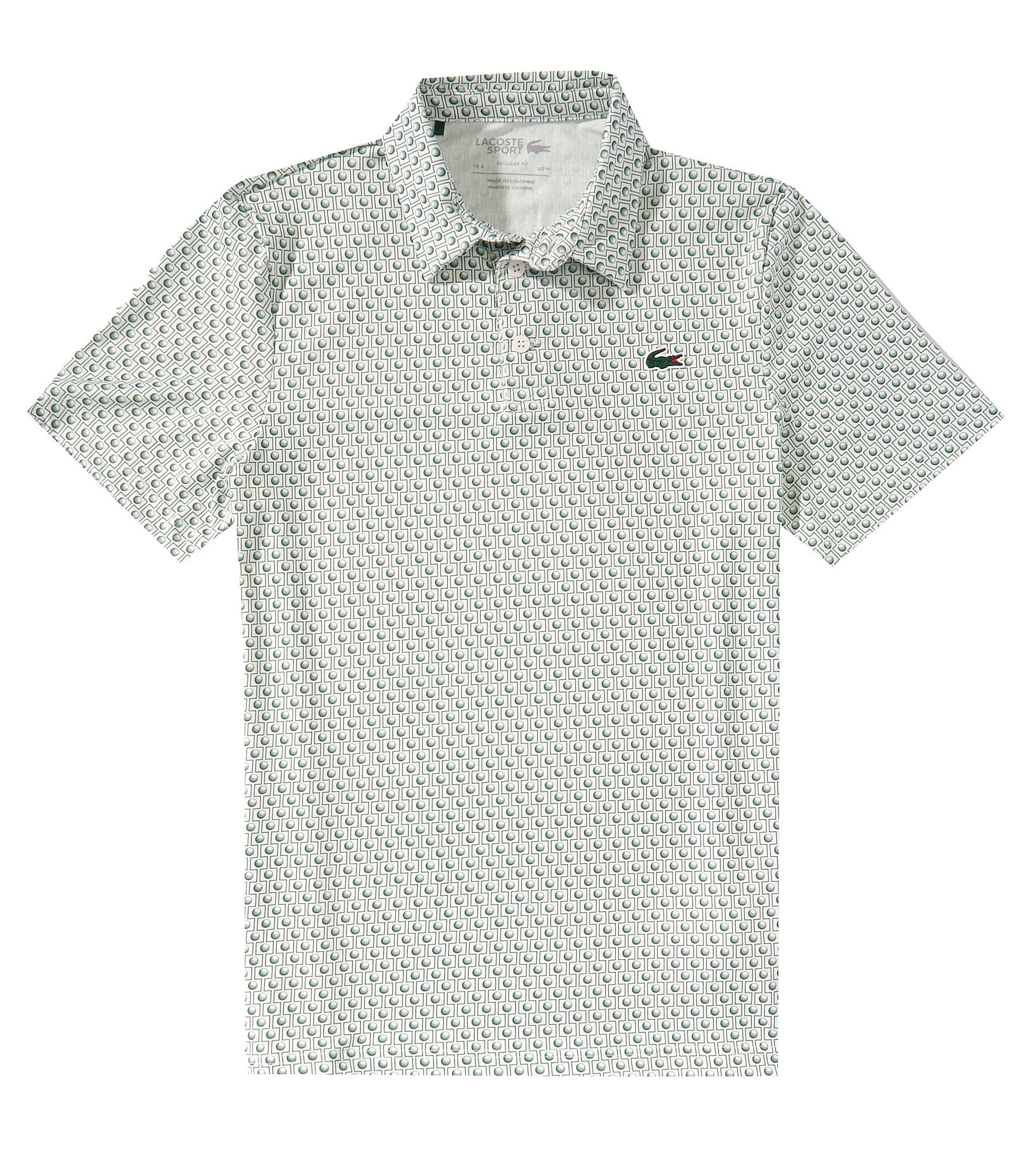 Lacoste Printed Performance Short Sleeve Golf Ball Polo Shirt