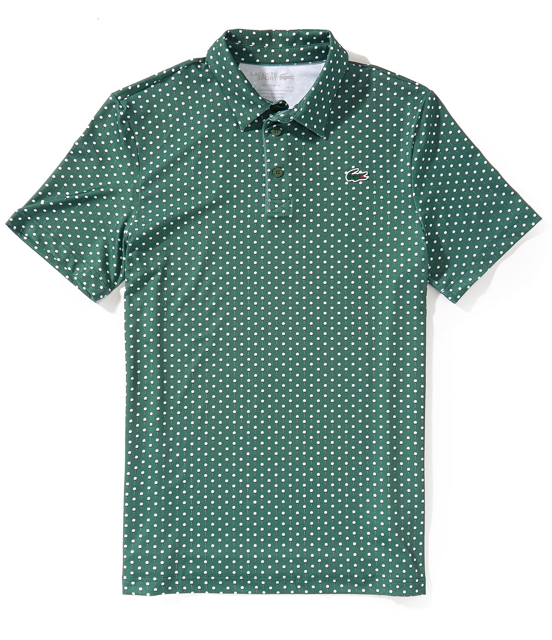Lacoste Printed Performance Short Sleeve Golf Tee Polo Shirt