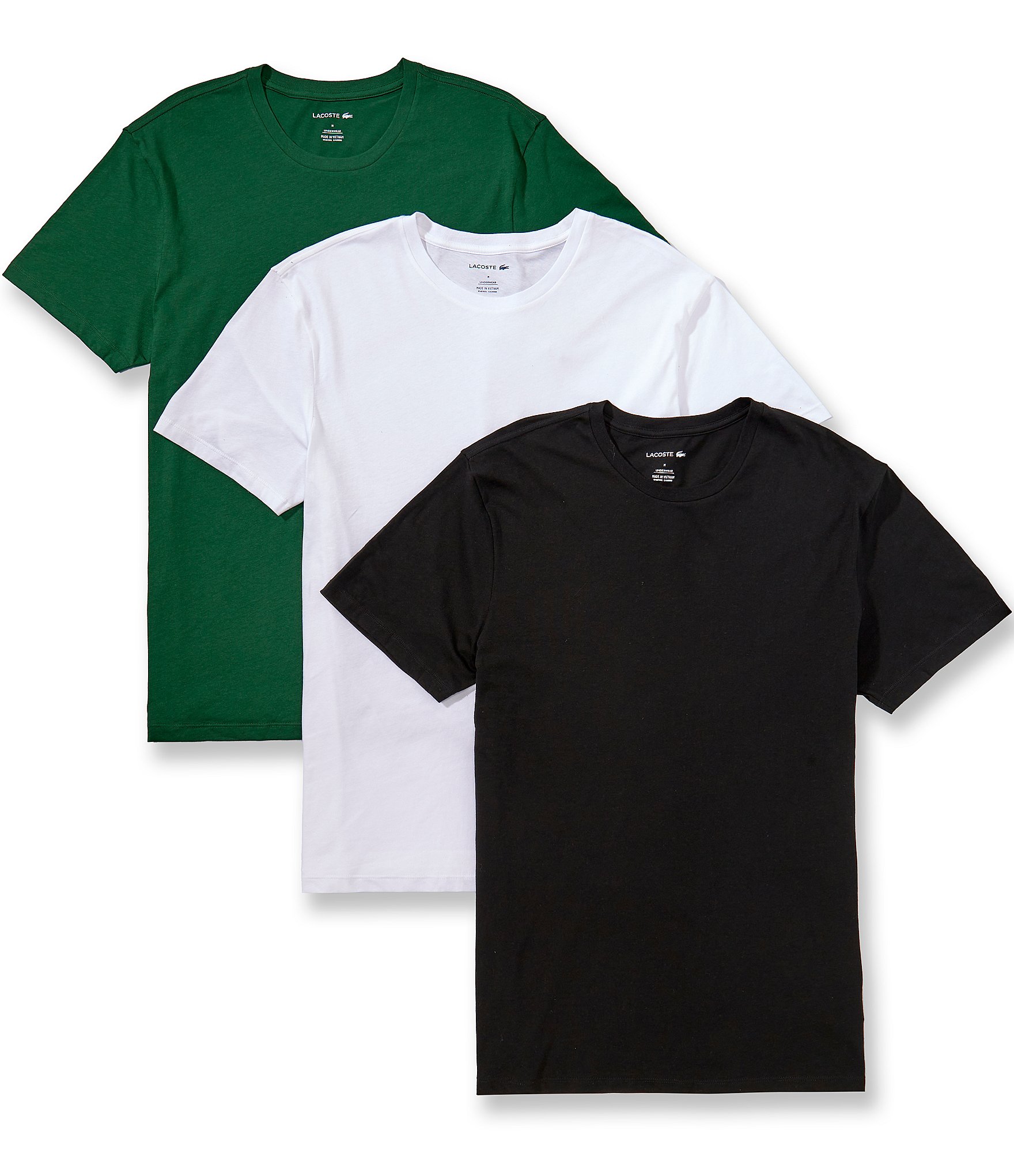Lacoste Short Sleeve Regular Fit Crew Neck Undershirts 3-Pack