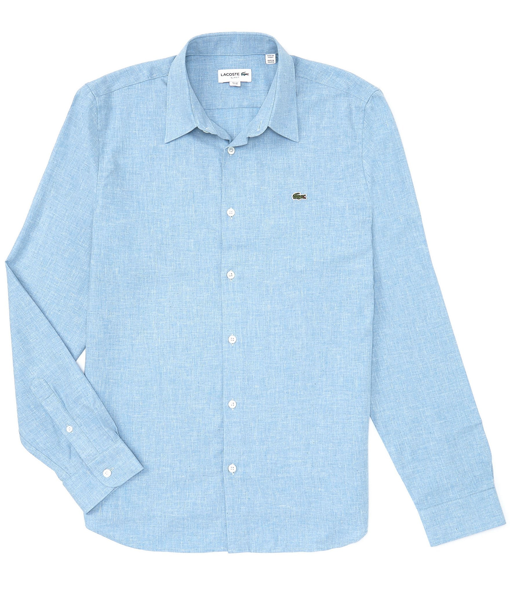 Lacoste Slim Fit Chambray Long Sleeve Woven Shirt | Dillard's