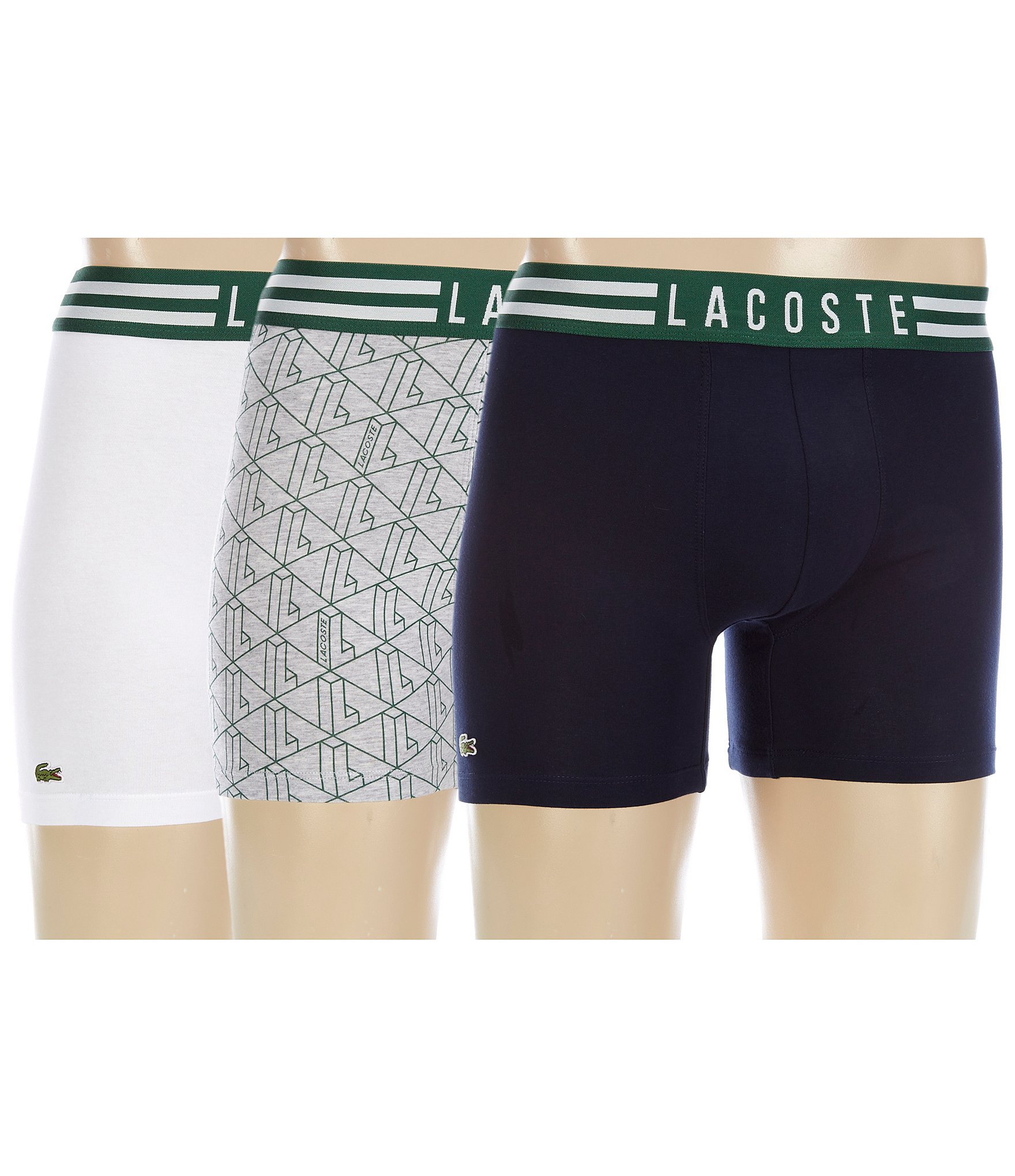 Lacoste, Underwear & Socks, Lacoste Mens 3 Pack Of Casual Cotton Stretch  Boxer Briefs Medium Bluegraynwt