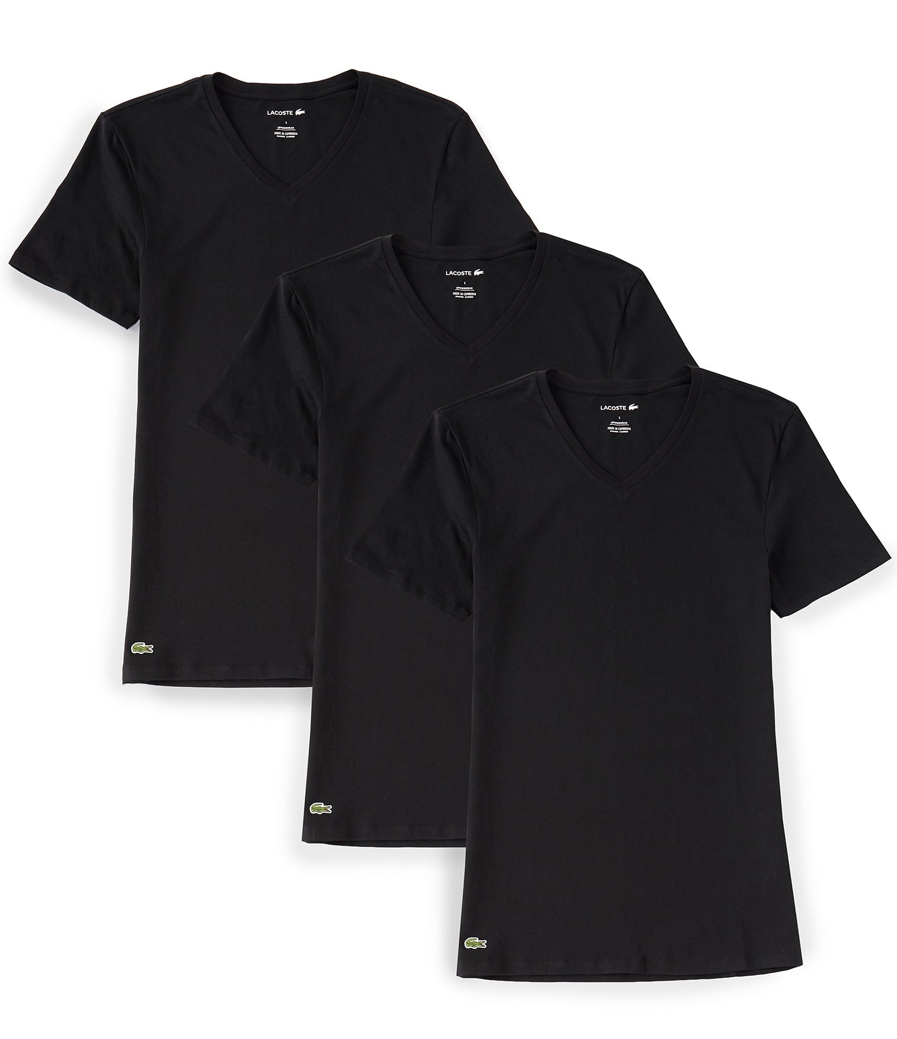 Lacoste V-Neck Essential T-Shirt 3-Pack | Dillard's