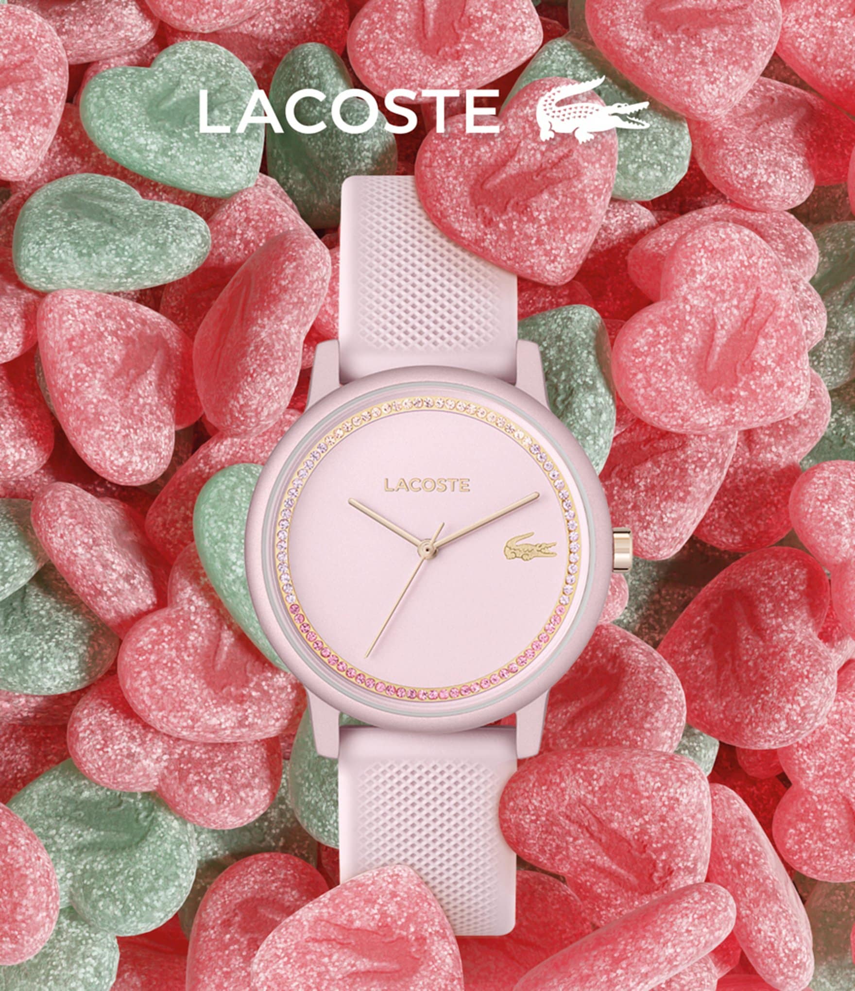 Lacoste Women's 12.12 Quartz Analog Pink Silicone Strap Watch