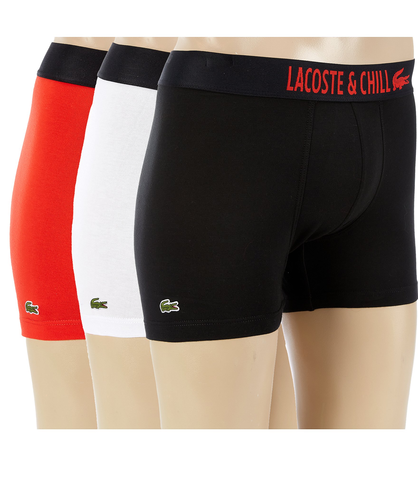 Underwear  Mens Lacoste Men's Casual Signature Boxer Trunks 3-Pack Black /  Grey Chine > Will County Boxing
