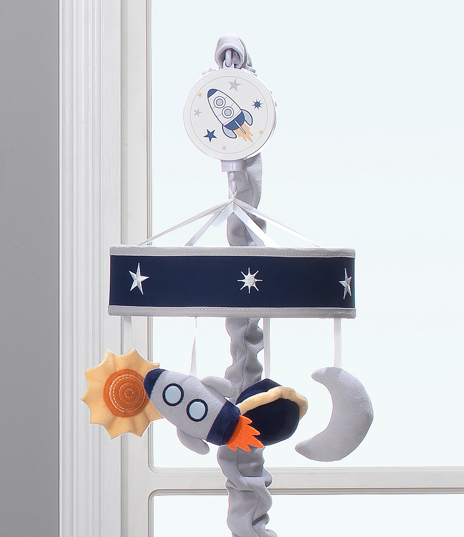 Lambs & Ivy Milky Way Collection Celestial Space with Rocket and Planets Musical Baby Crib Mobile