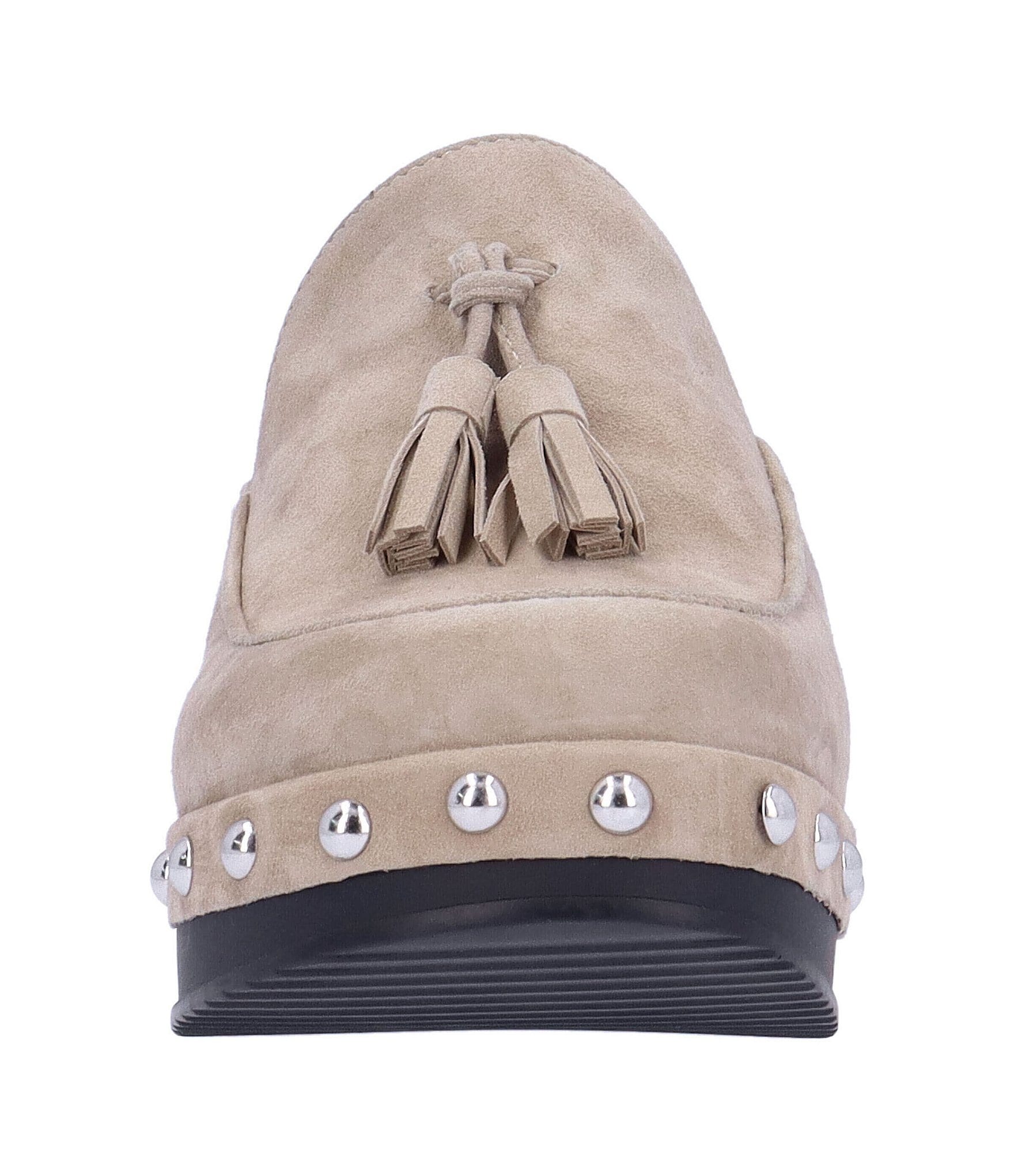 L'Amour Des Pieds Gracen Suede Studded Tassel Clogs
