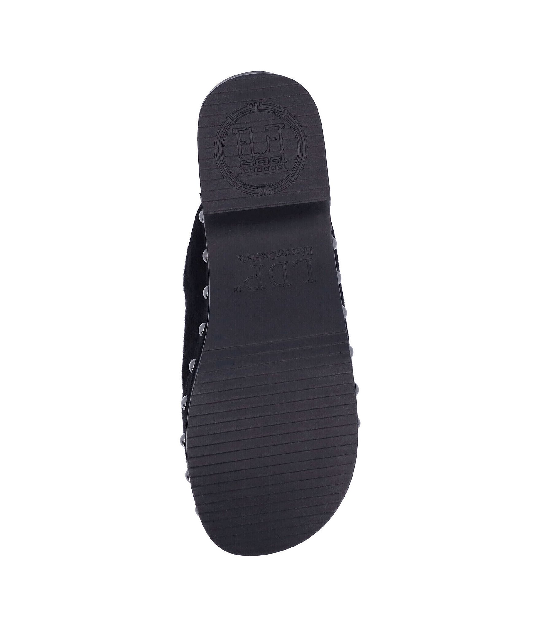 L'Amour Des Pieds Gracen Suede Studded Tassel Clogs