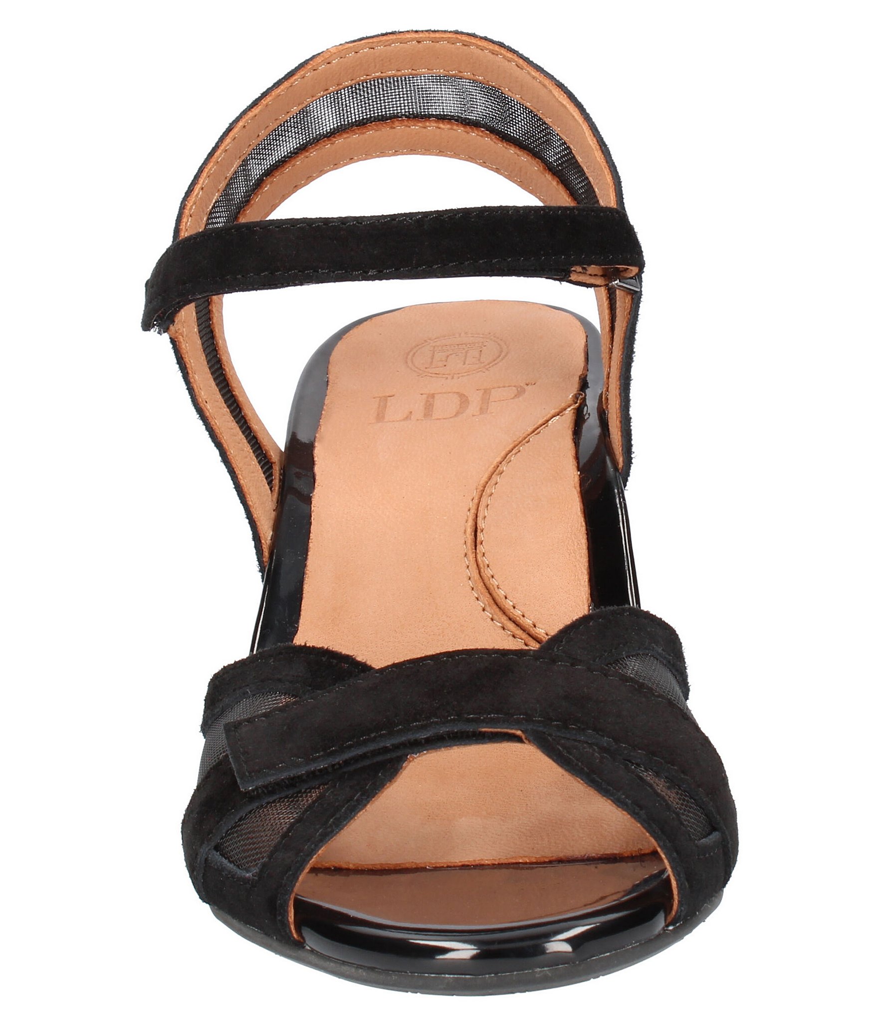 L'Amour Des Pieds Mahiya Suede and Mesh Block Heel Dress Sandals