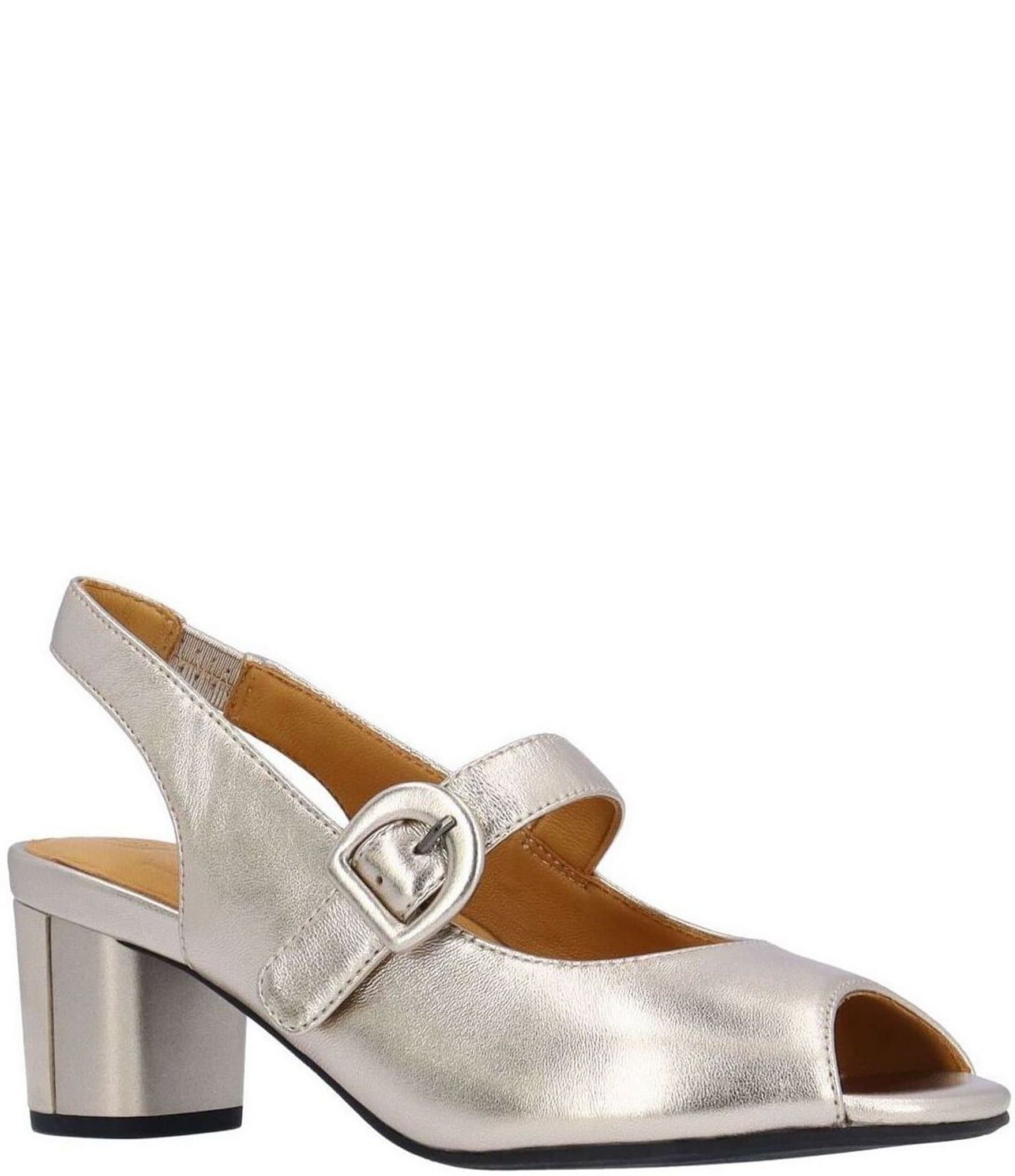 L'Amour Des Pieds Merryn Metallic Leather Peep Toe Slingback