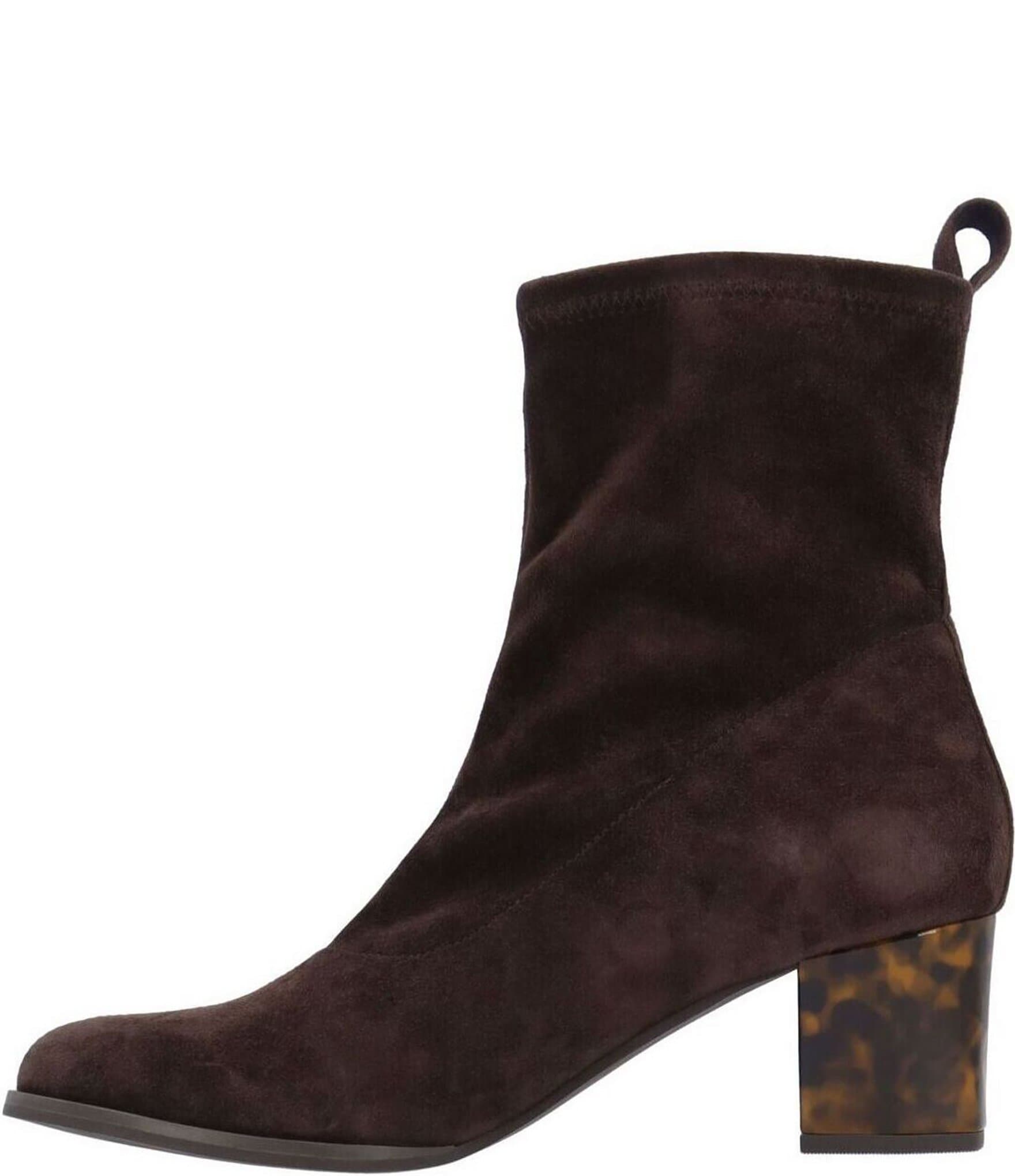 L'Amour Des Pieds Picarus Stretch Suede Tortoise Heel Booties