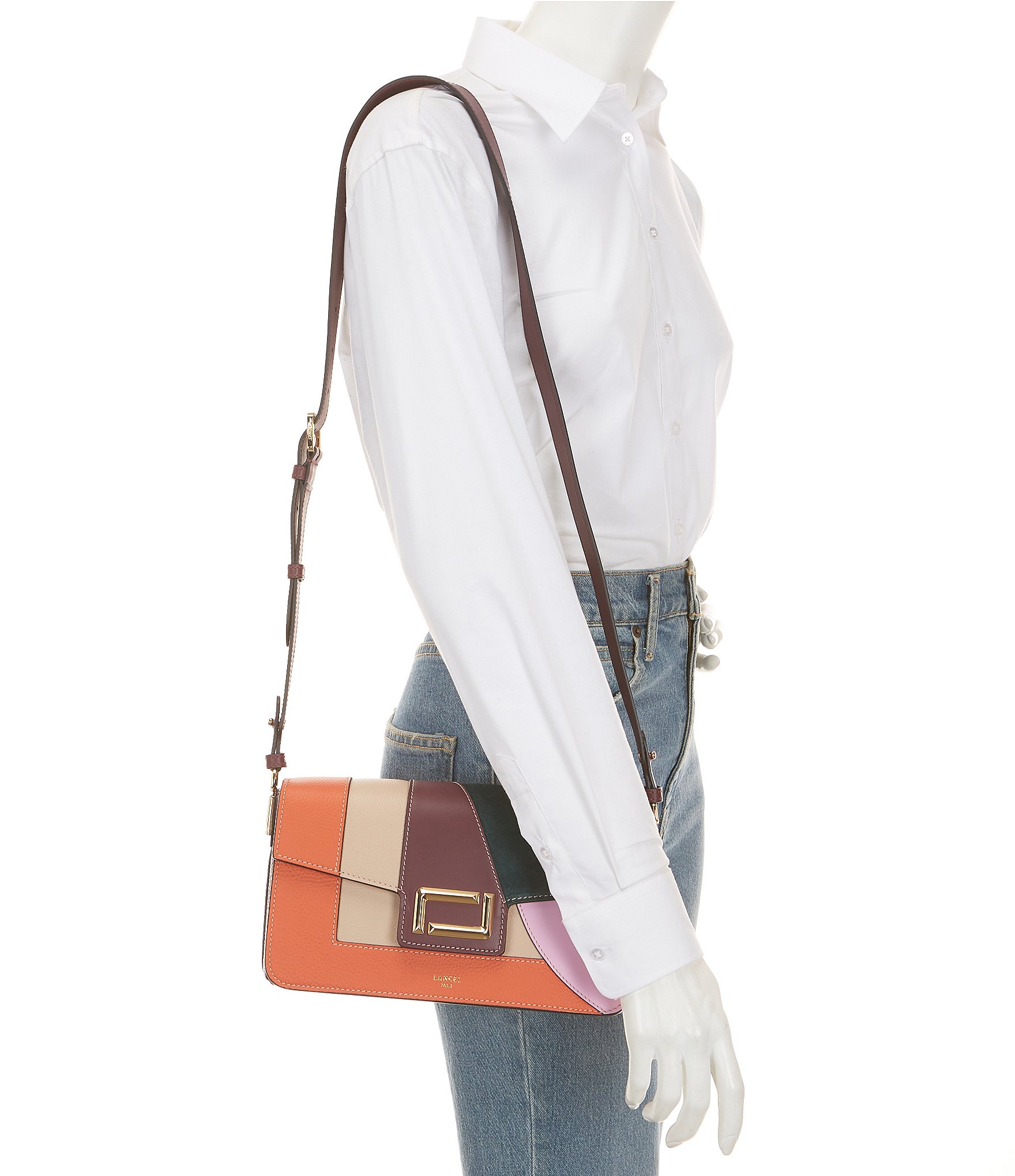 LANCEL Angele De Lancel Medium Patchwork Flap Shoulder Bag