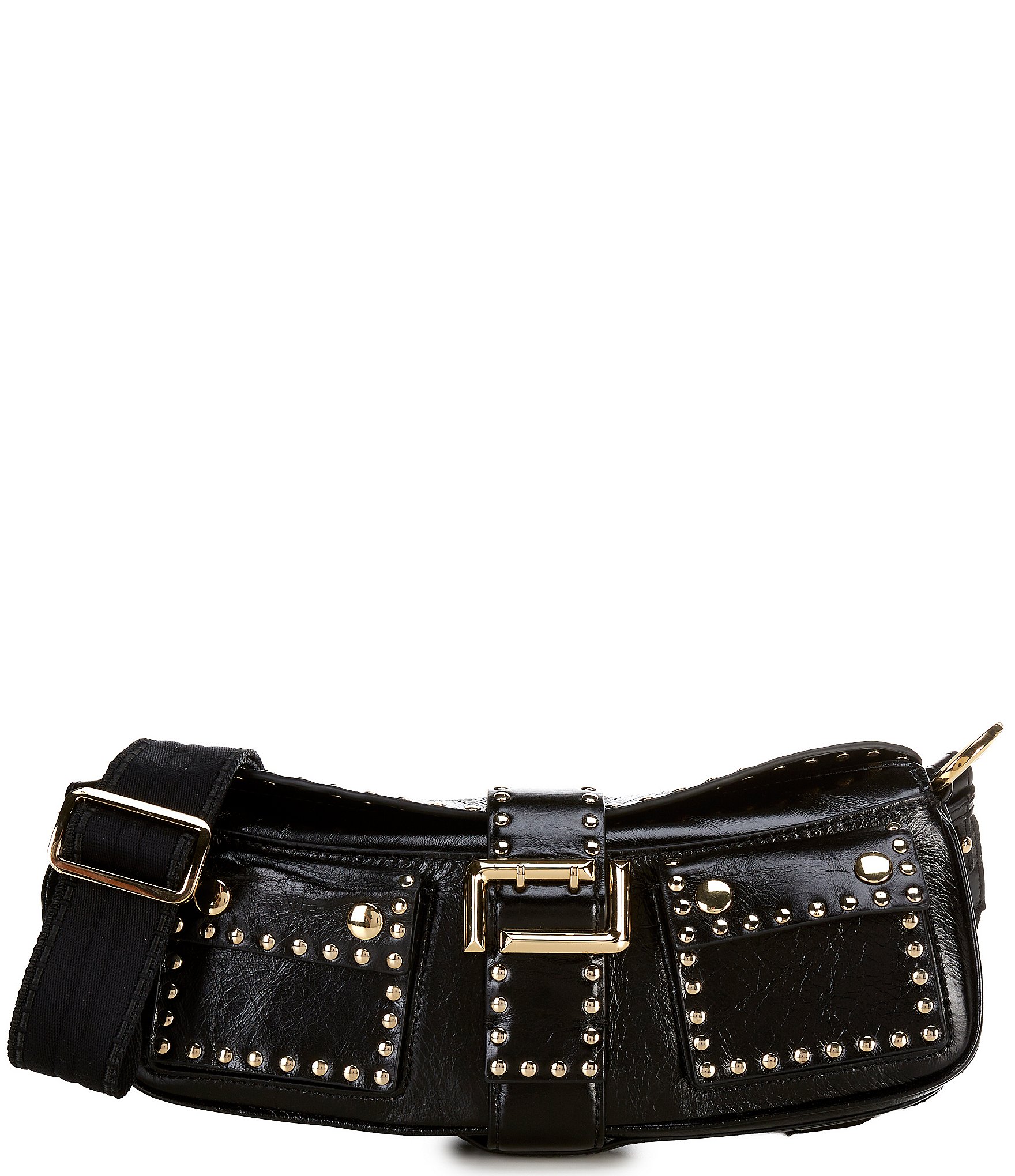 LANCEL Multipocket Leather Studded Shoulder Bag