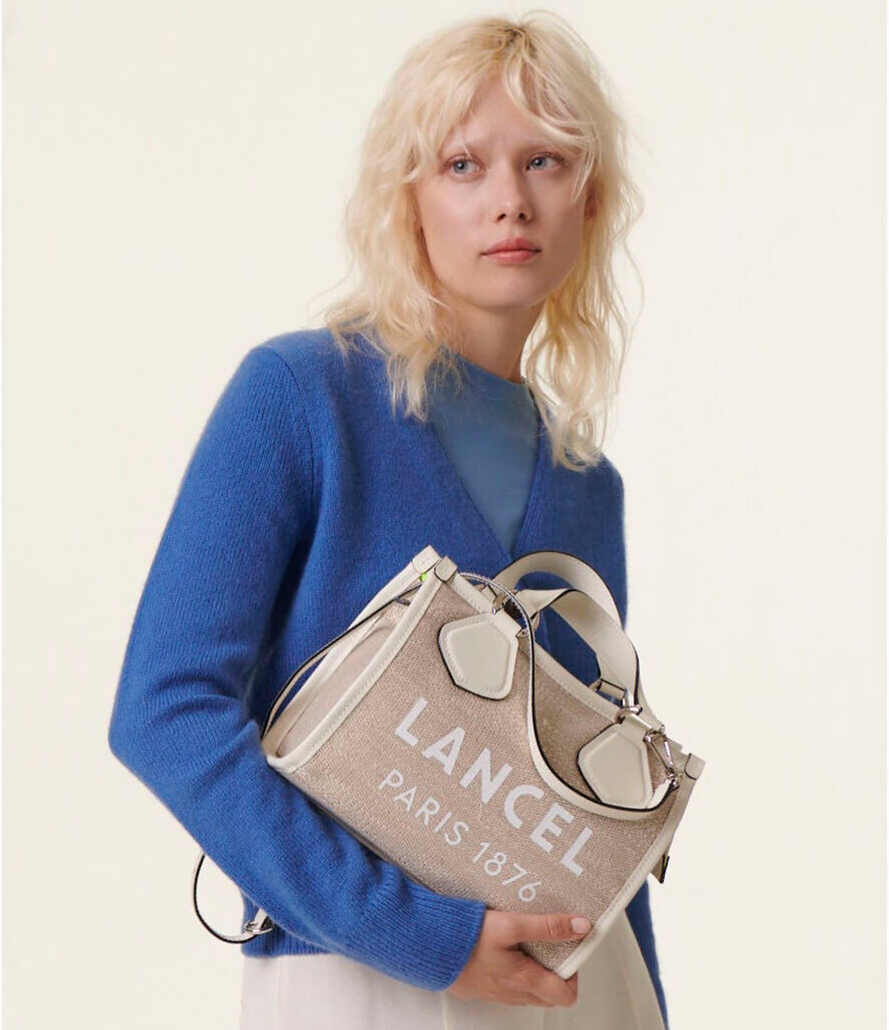 LANCEL Small Top Zip Summer Tote Bag