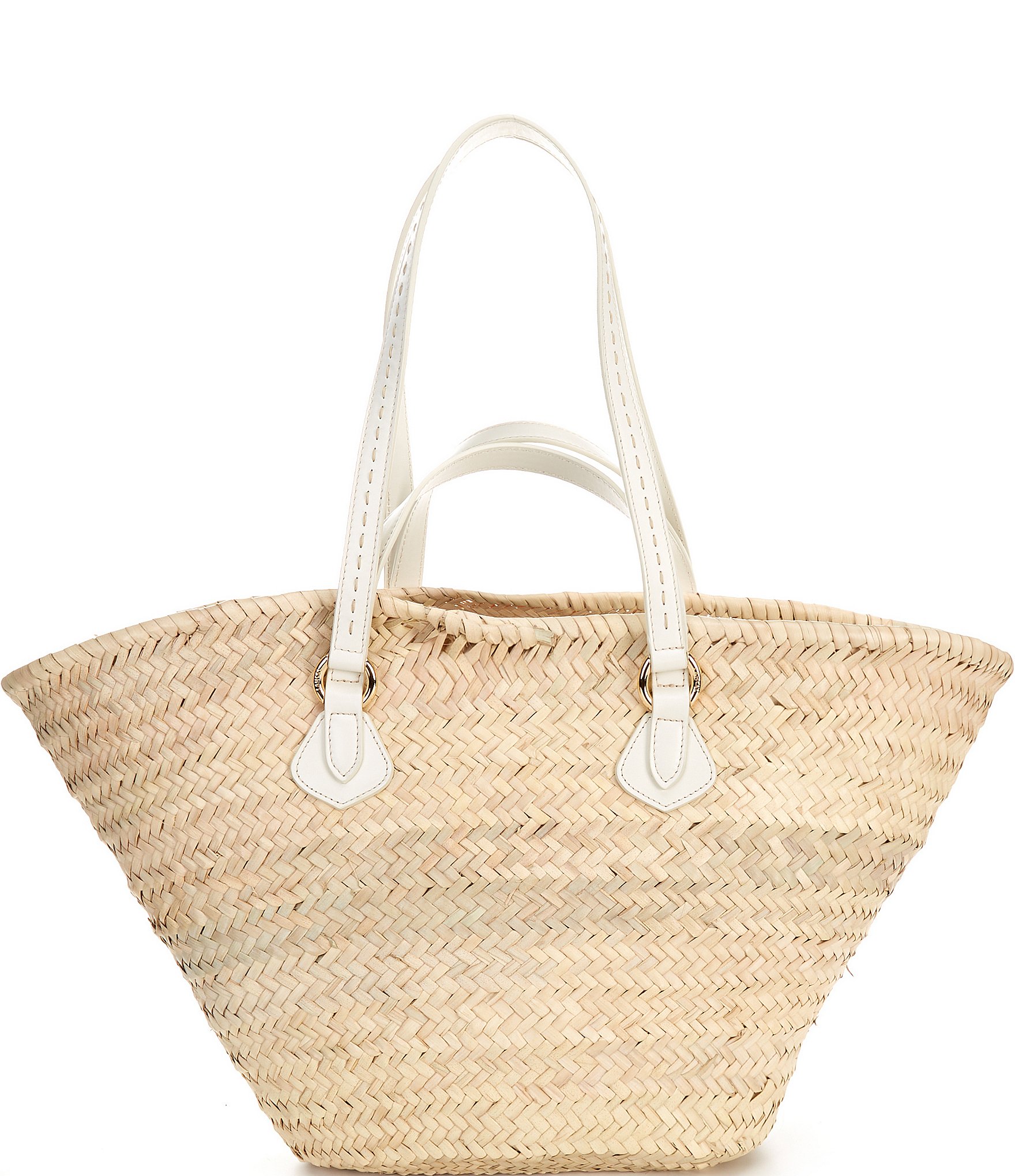 LANCEL Summer Large Snow Straw Basket Tote Bag