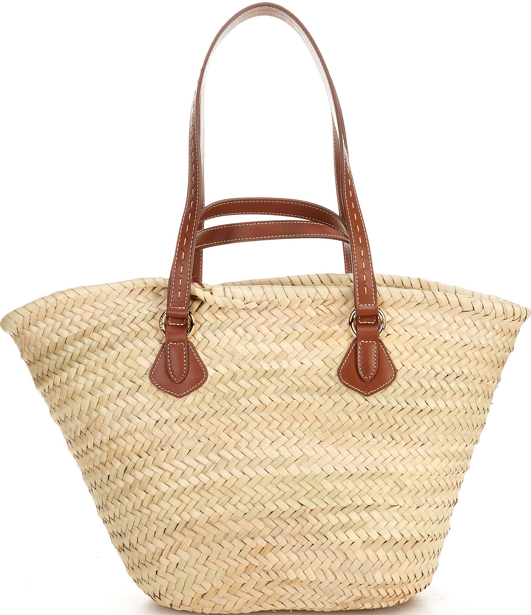 LANCEL Summer Large Snow Straw Basket Tote Bag