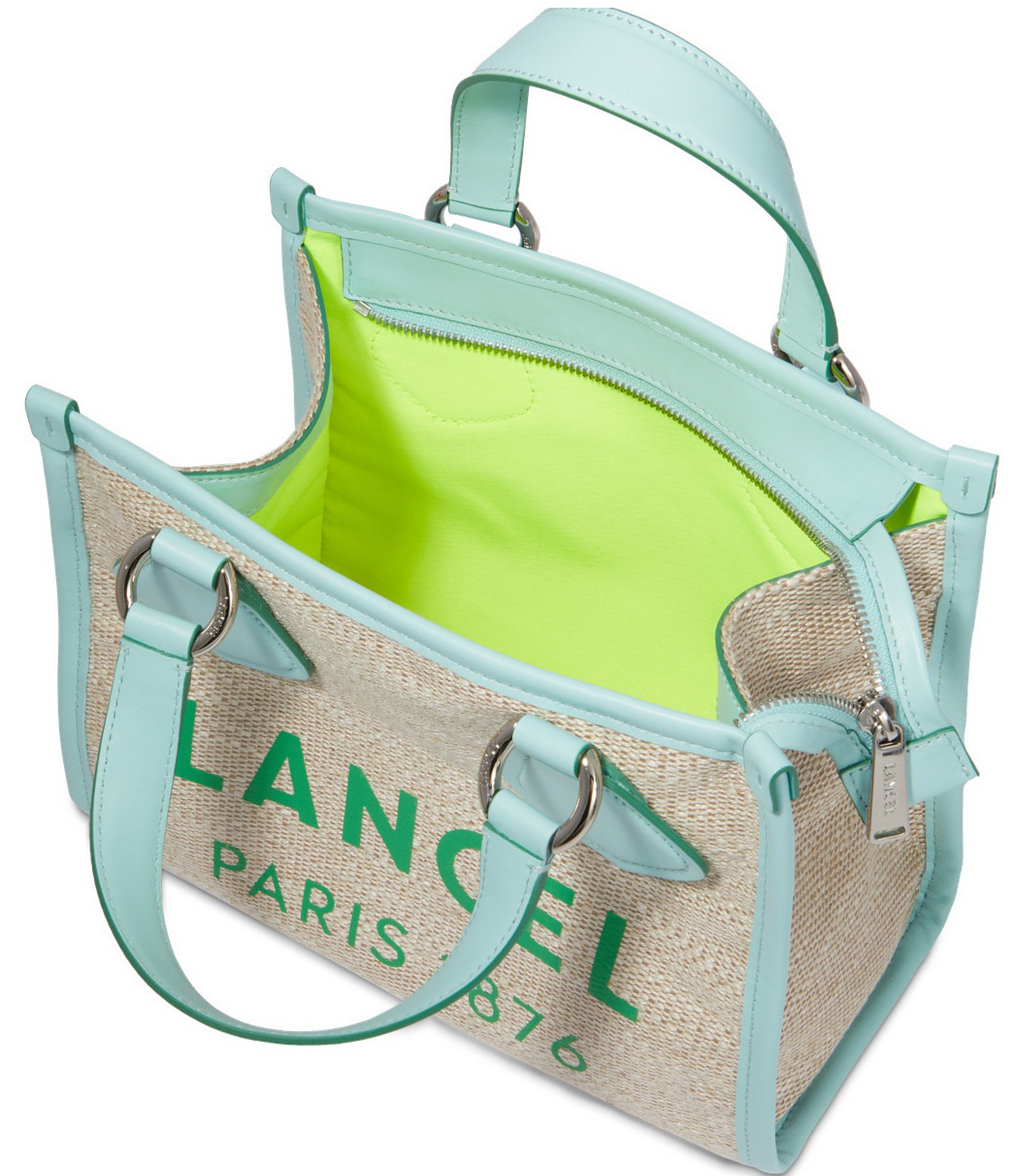 LANCEL Summer Small Zip Silver Hardware Tote Bag