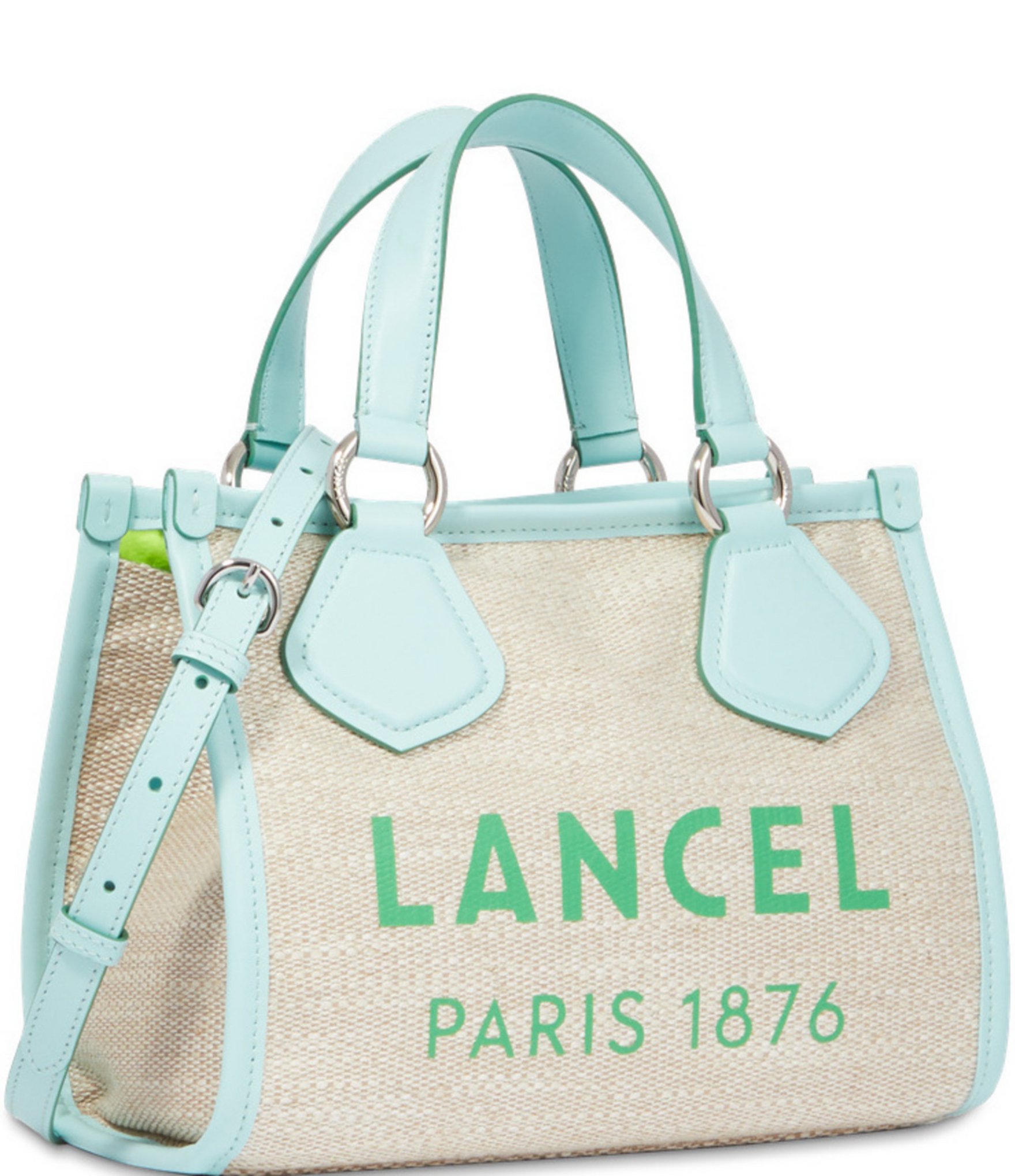 LANCEL Summer Small Zip Silver Hardware Tote Bag