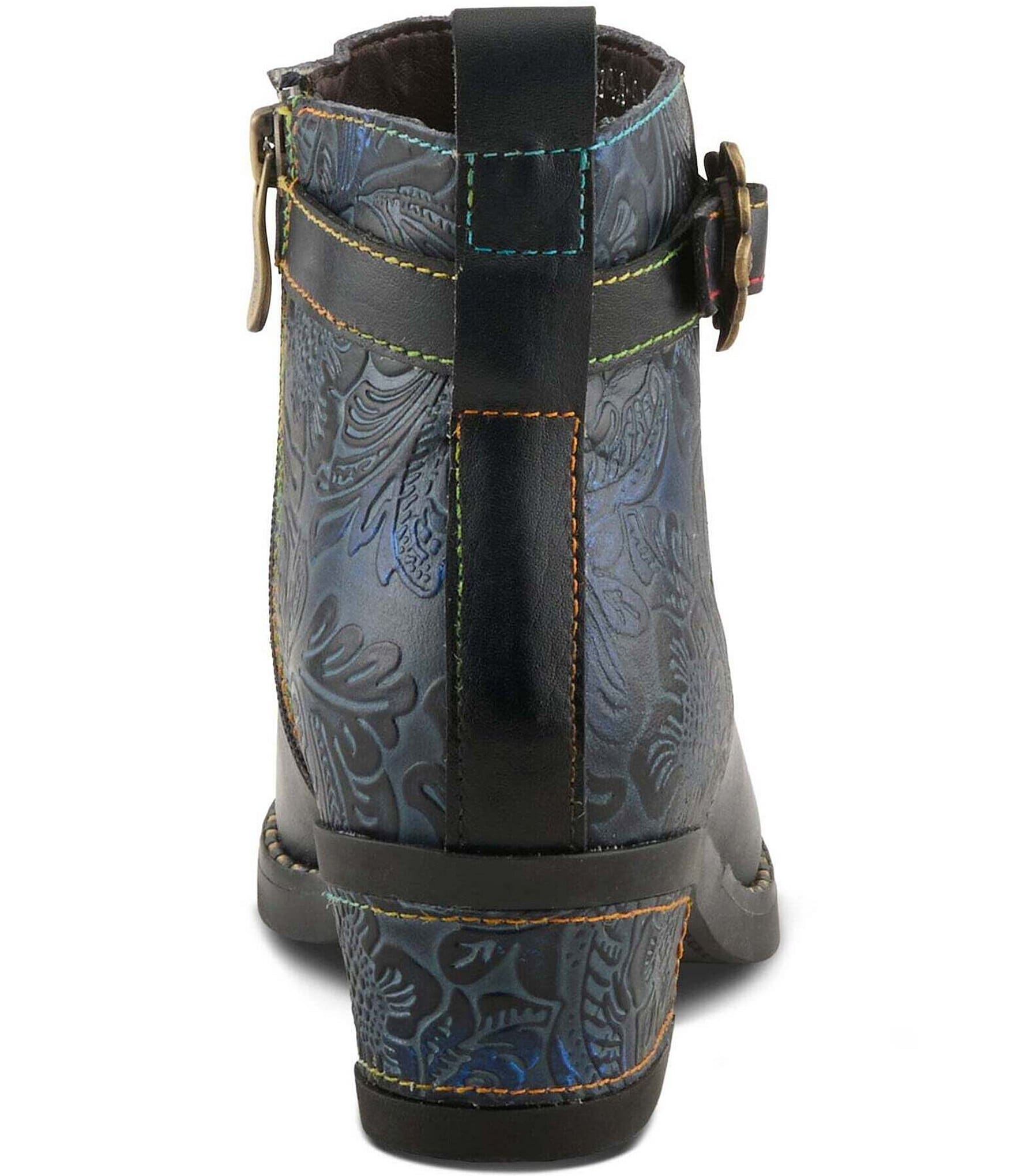 L'ARTISTE Acree Floral Embossed Leather Faux Fur Lined Booties