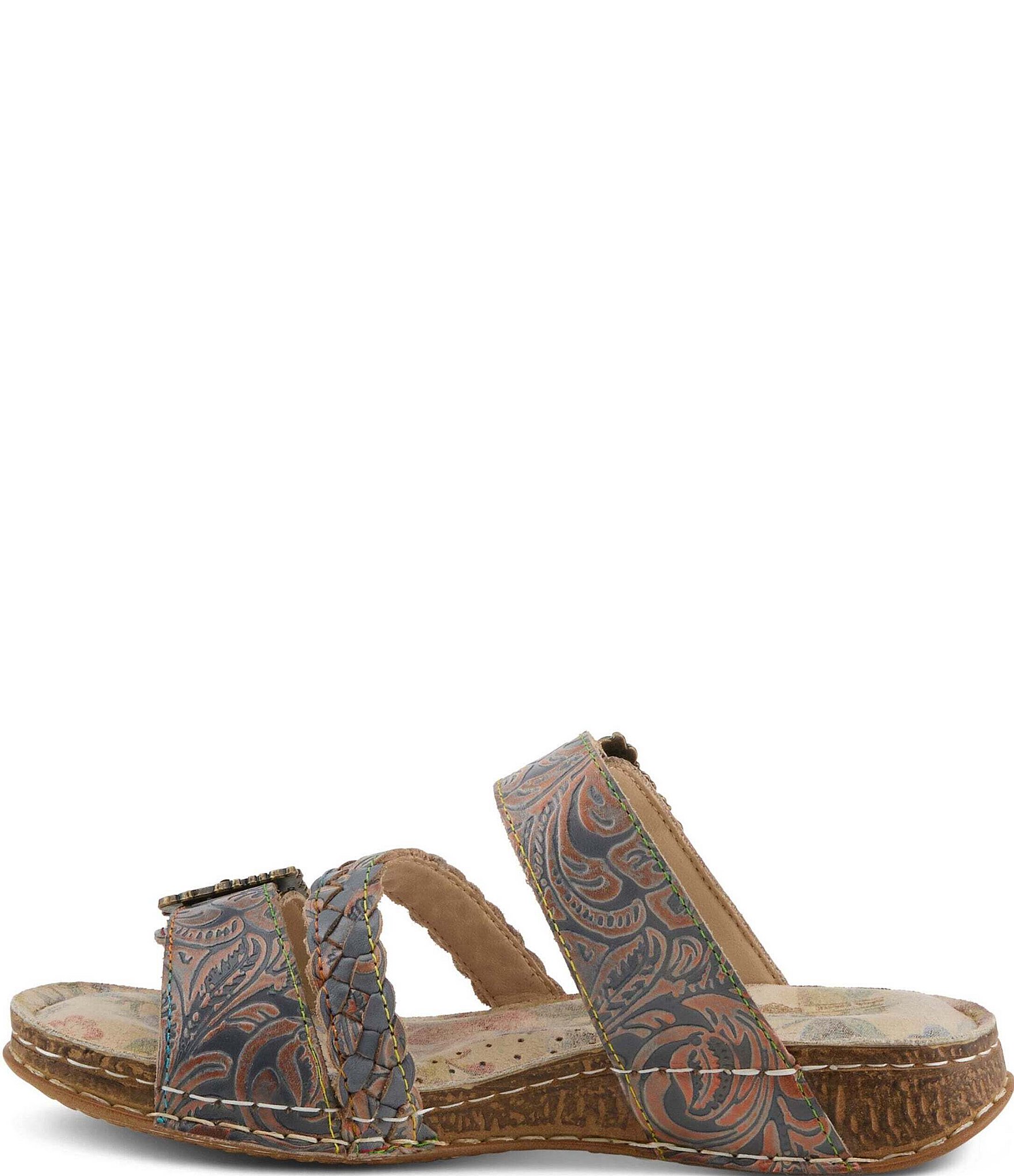 L'ARTISTE Astra Leather Buckle Hardware Slide Sandals