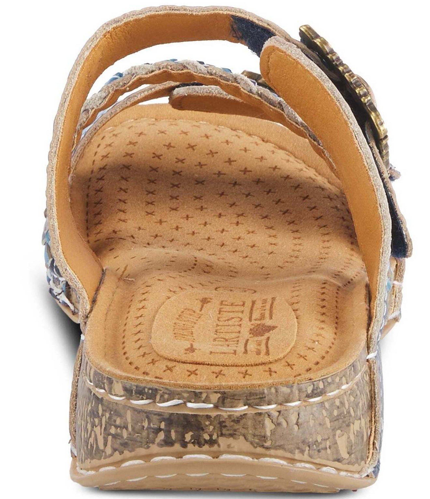 L'ARTISTE Astra Leather Buckle Hardware Slide Sandals