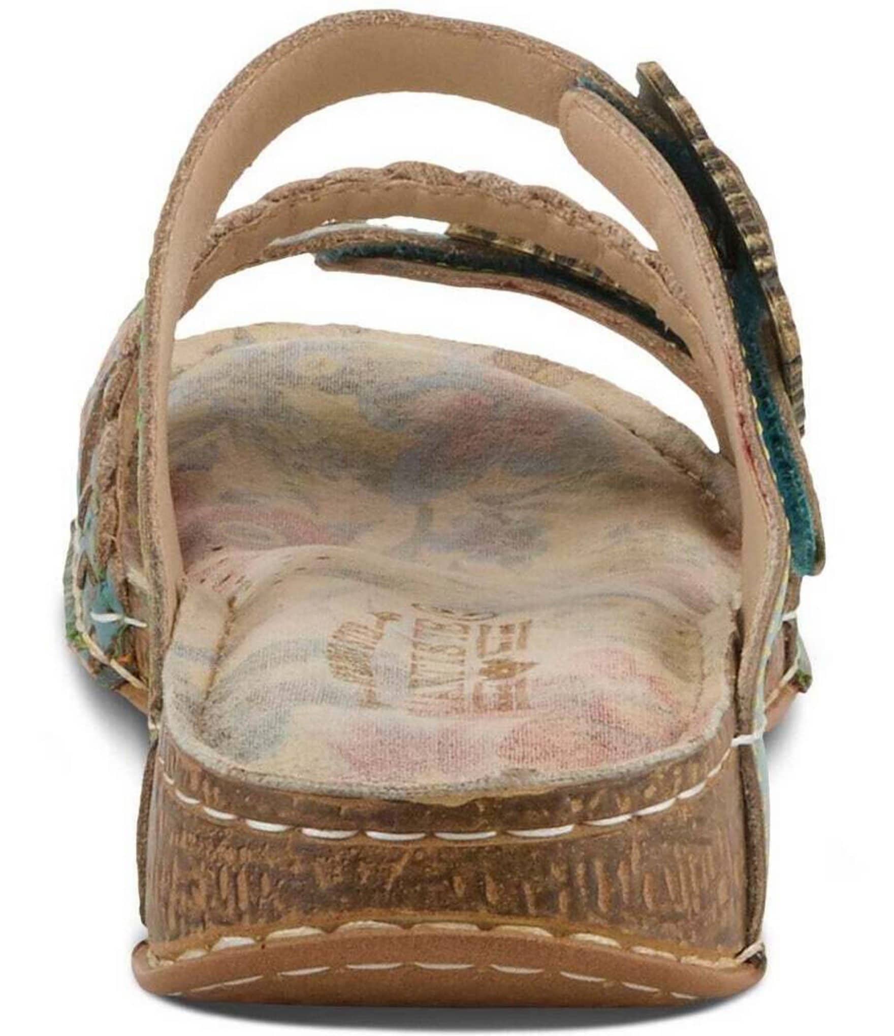 L'ARTISTE Astra Leather Buckle Hardware Slide Sandals