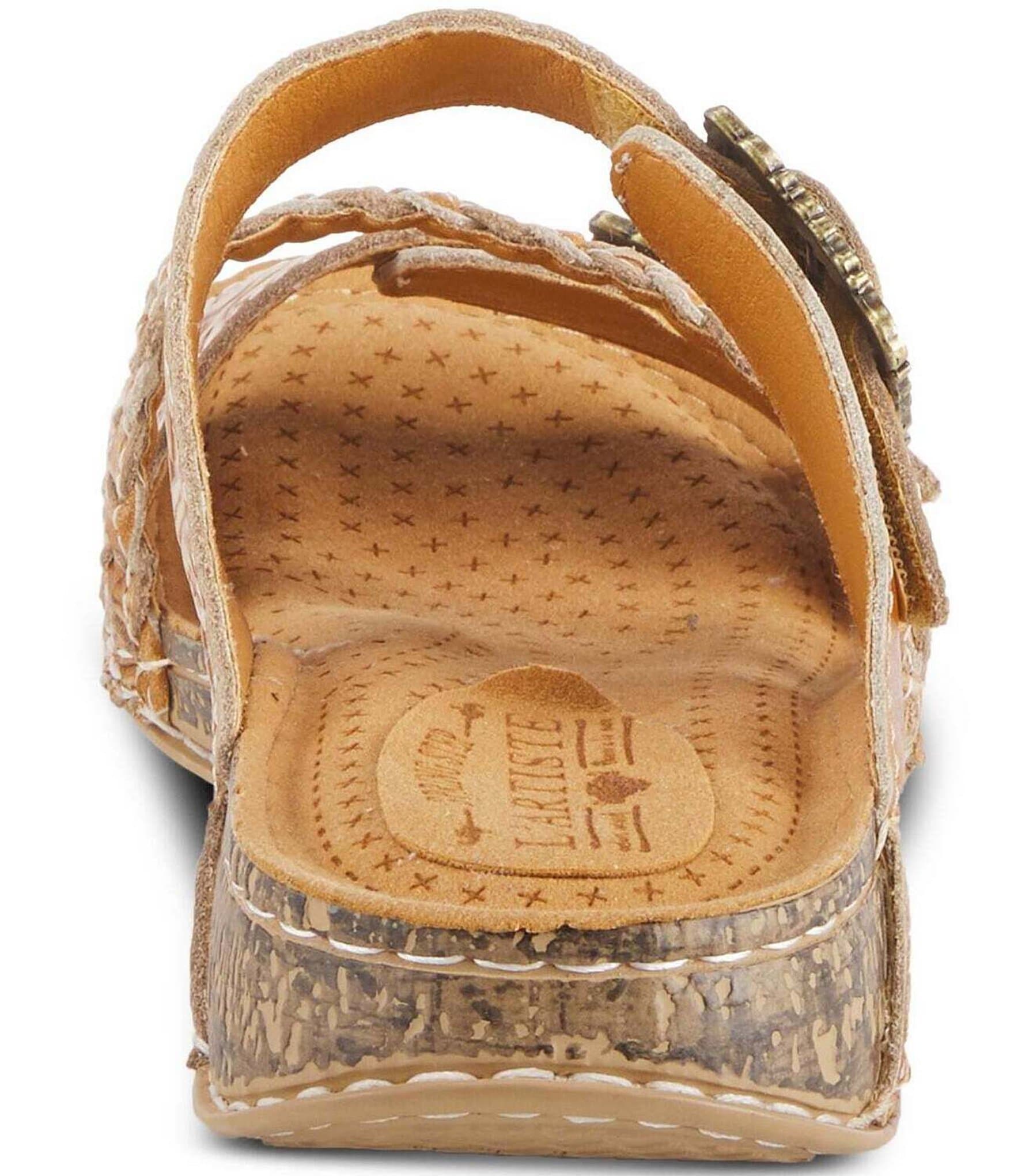 L'ARTISTE Astra Leather Buckle Hardware Slide Sandals