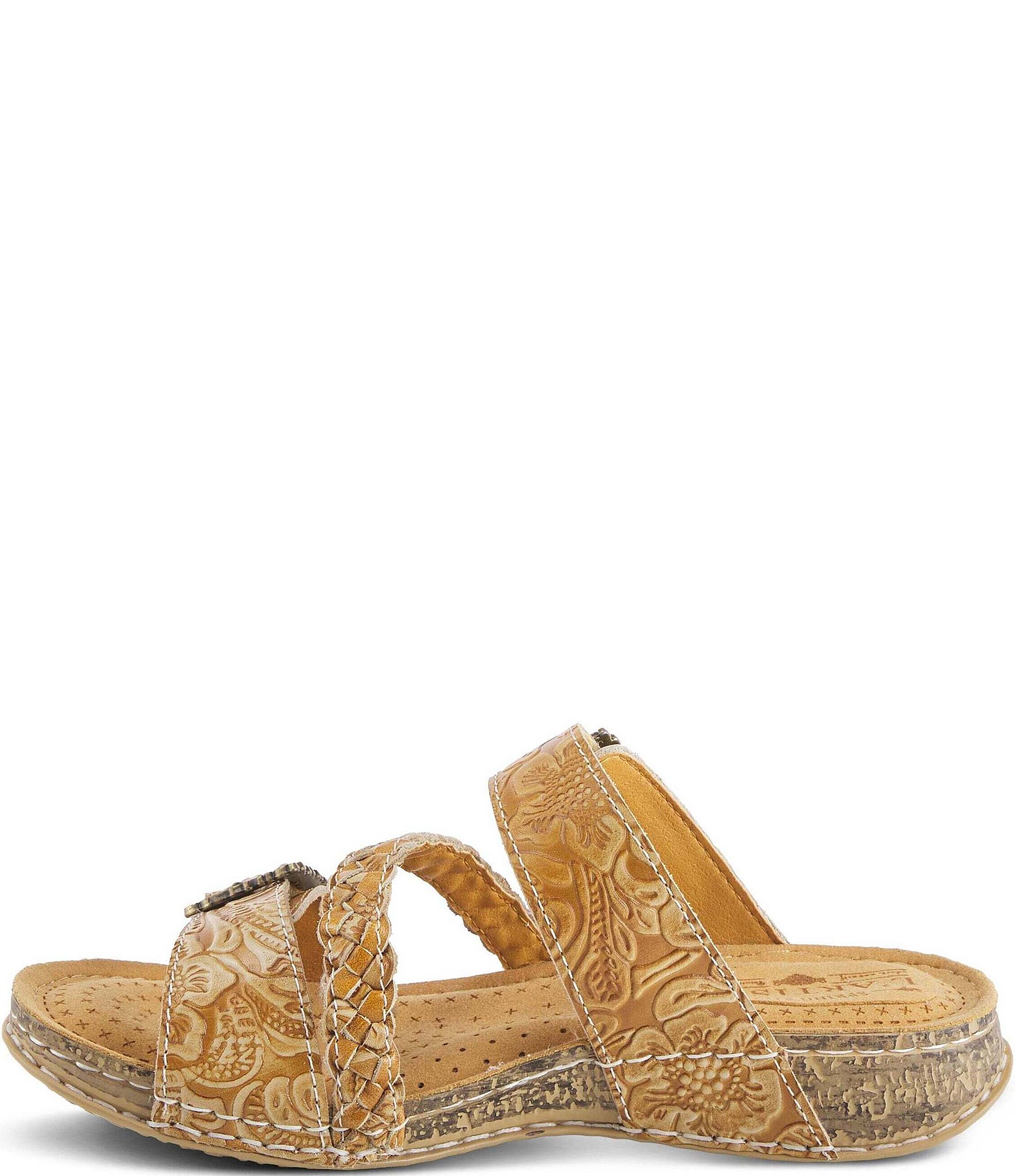 L'ARTISTE Astra Leather Buckle Hardware Slide Sandals