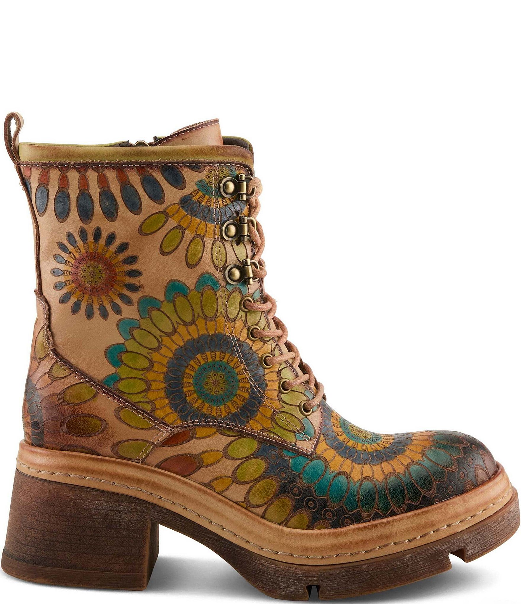 L'ARTISTE Carnivale Leather Hand Painted Floral Booties