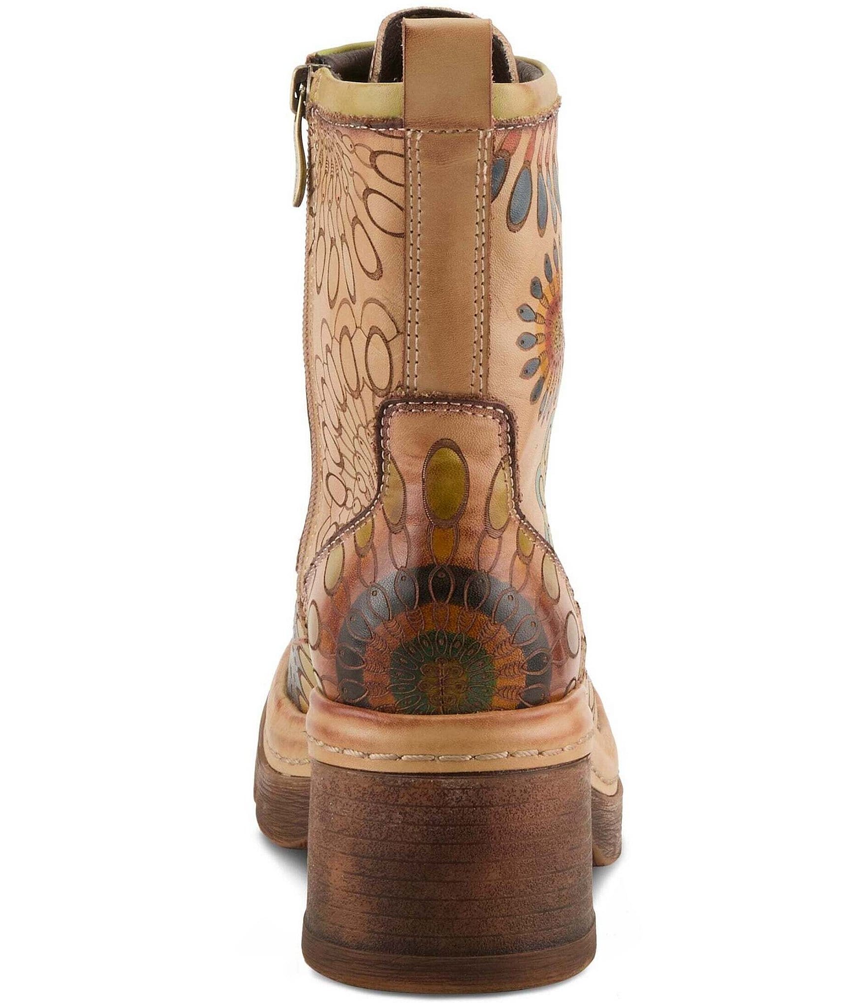 L'ARTISTE Carnivale Leather Hand Painted Floral Booties