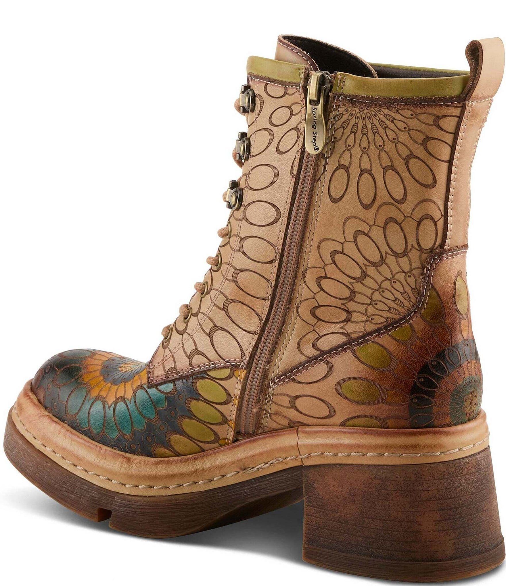 L'ARTISTE Carnivale Leather Hand Painted Floral Booties