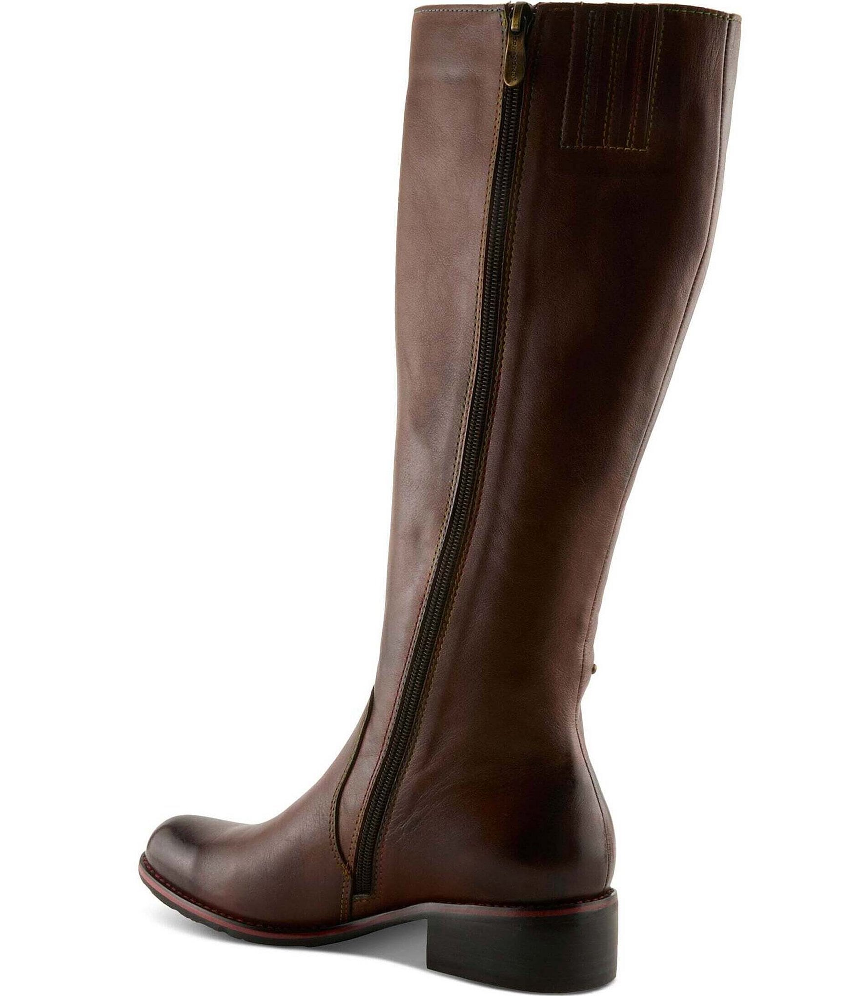 L'ARTISTE Dimond Leather Leopard Print Tall Boots