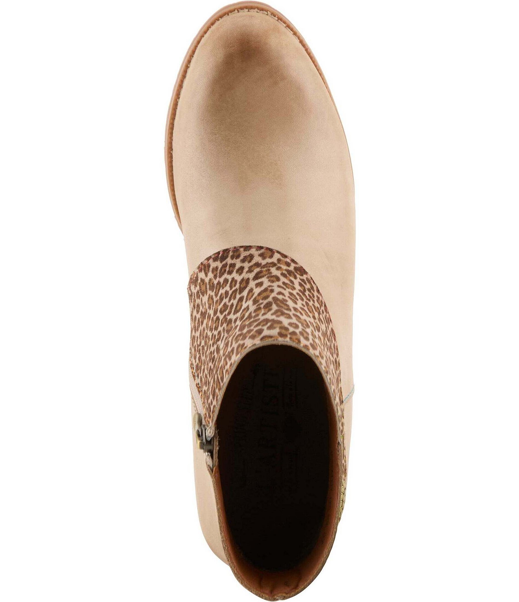L'Artiste Herekitty Leopard Print Leather Booties