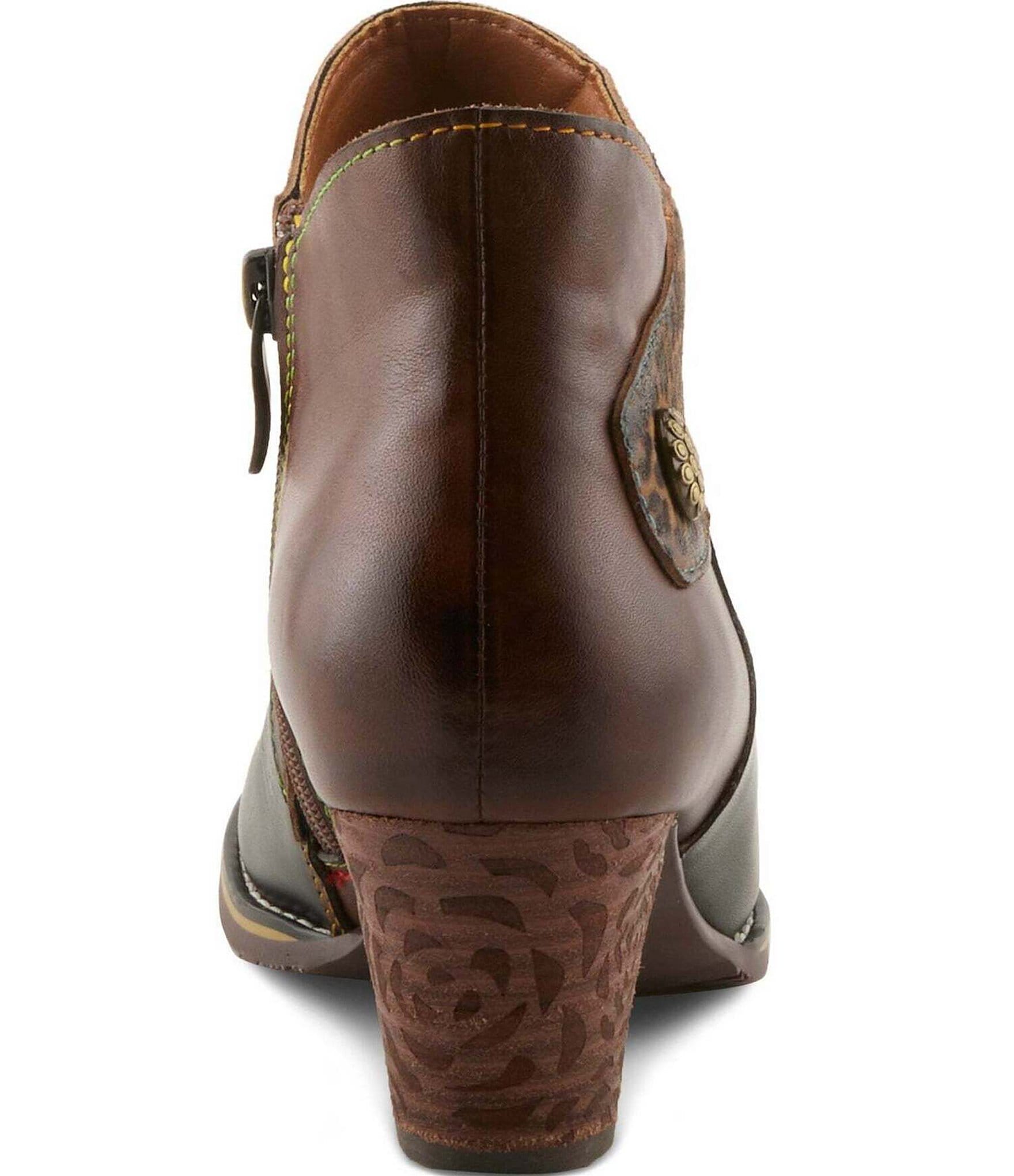 L'Artiste Herekitty Leopard Print Leather Booties