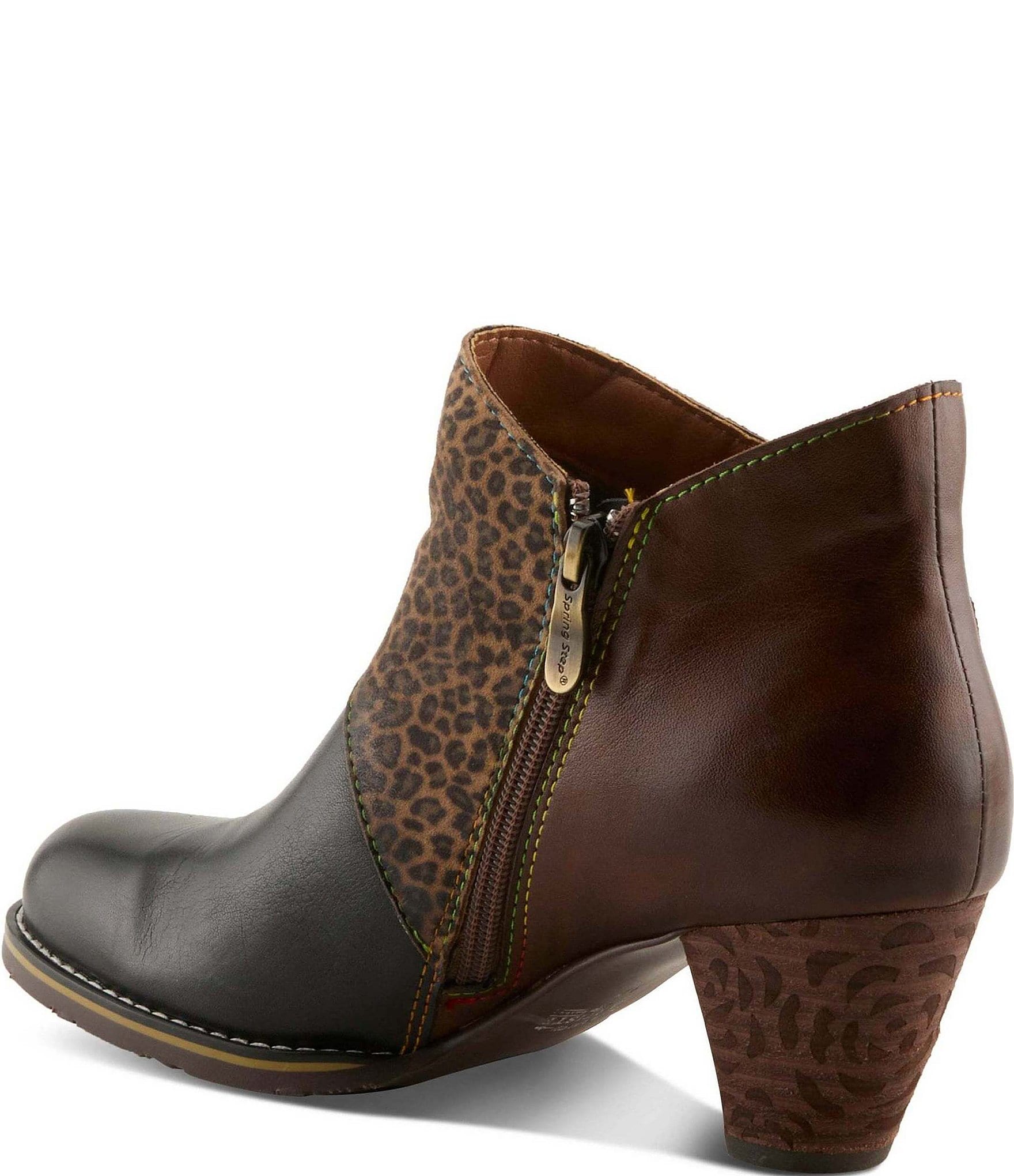 L'Artiste Herekitty Leopard Print Leather Booties
