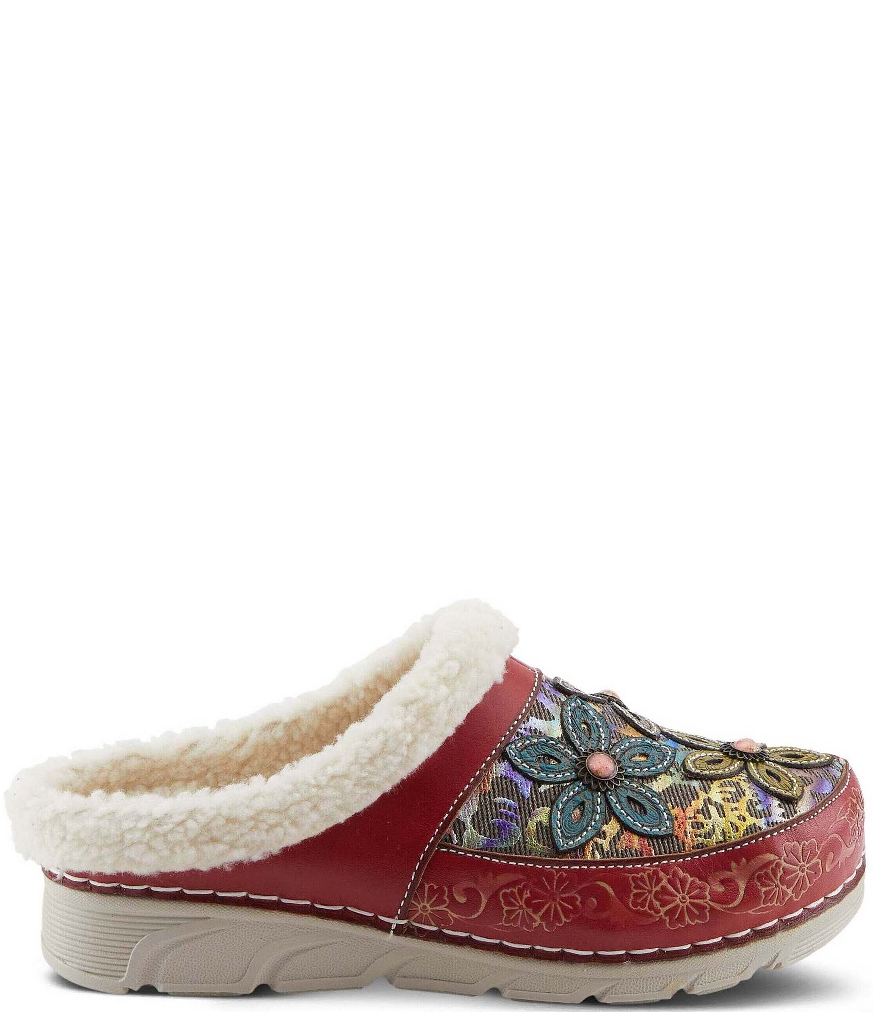 L'ARTISTE Honestela Embossed Leather Sherpa Lined Clogs