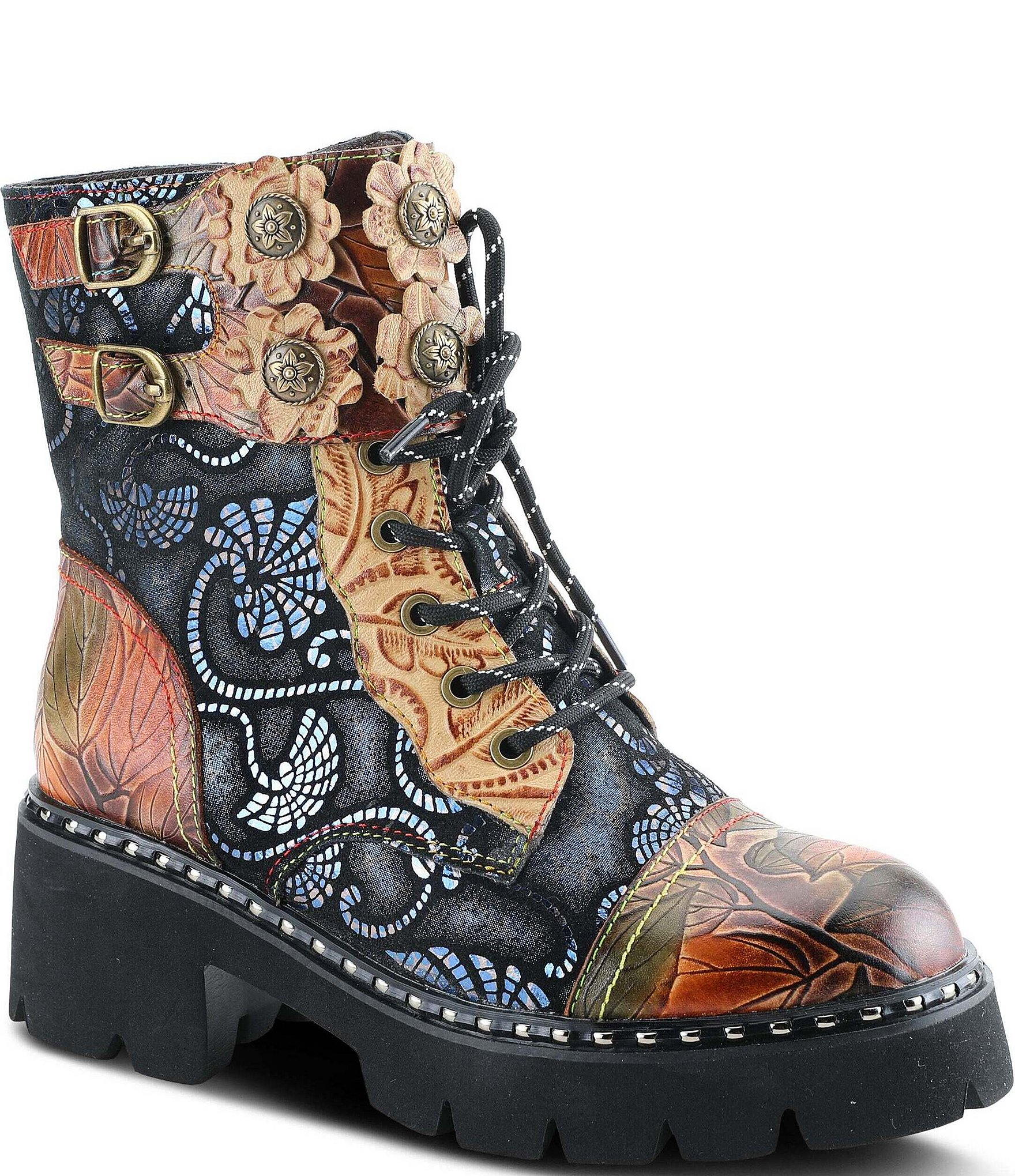 L'ARTISTE Limitless Hand Painted Leather Faux Fur Lined Booties