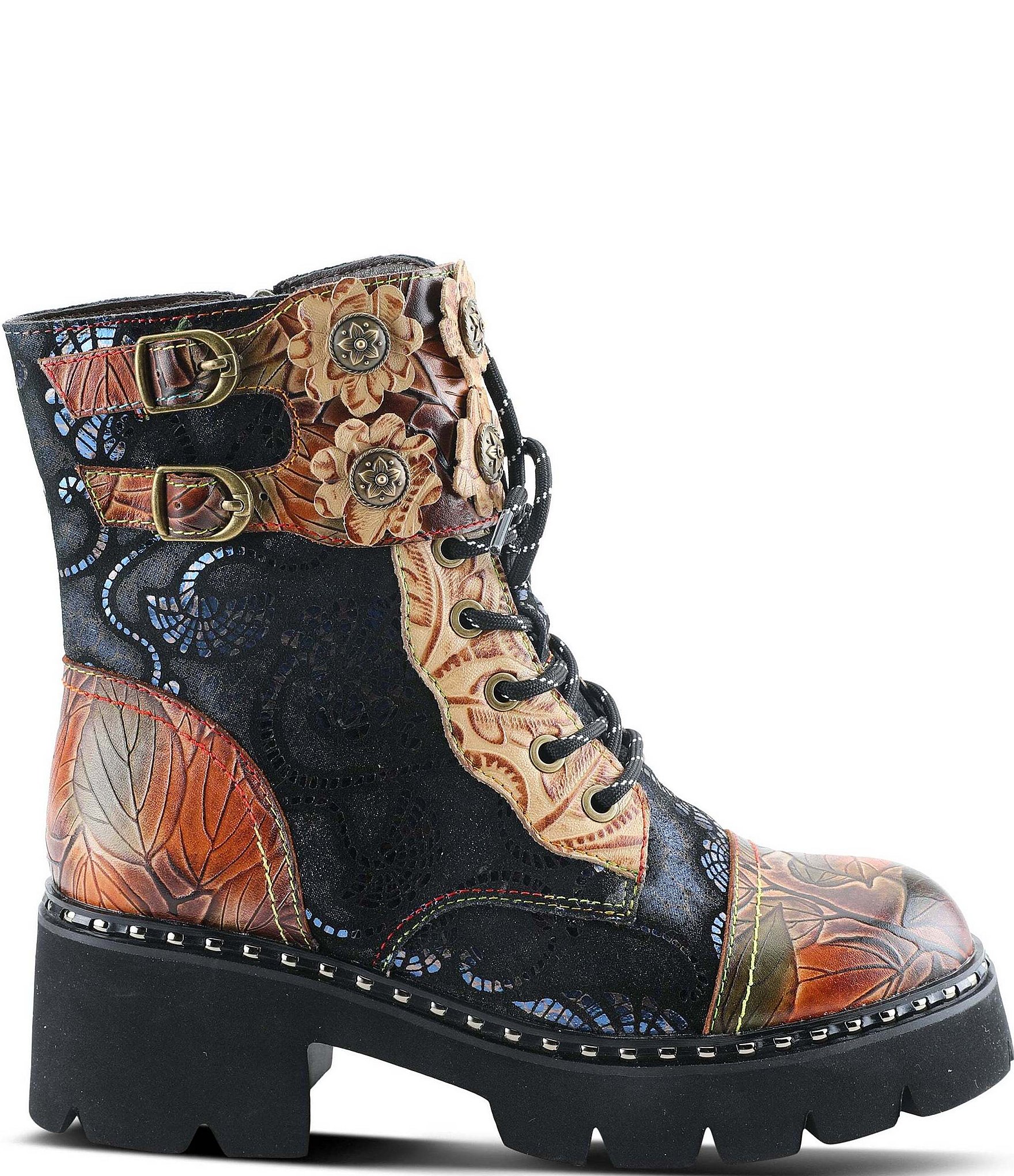 L'ARTISTE Limitless Hand Painted Leather Faux Fur Lined Booties