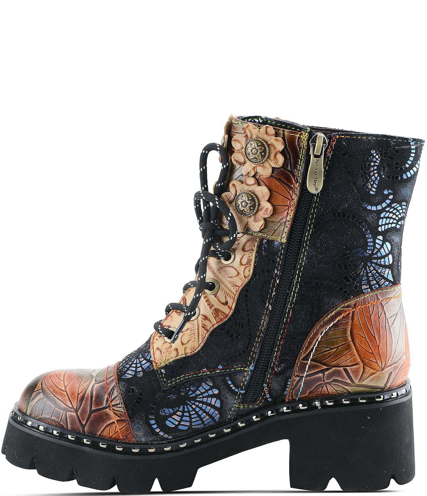 L'ARTISTE Limitless Hand Painted Leather Faux Fur Lined Booties