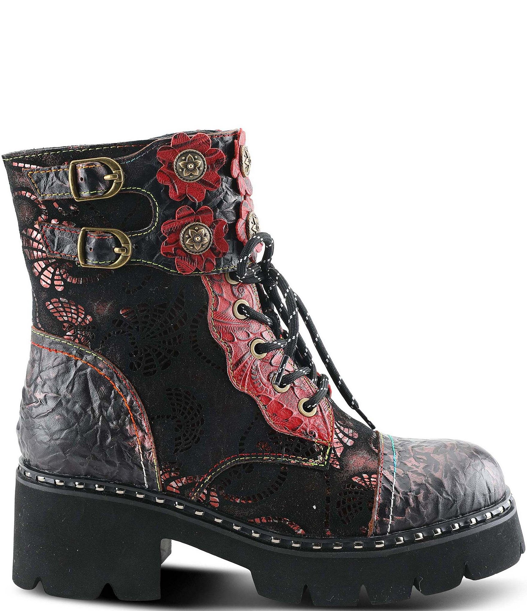 L'ARTISTE Limitless Hand Painted Leather Faux Fur Lined Booties
