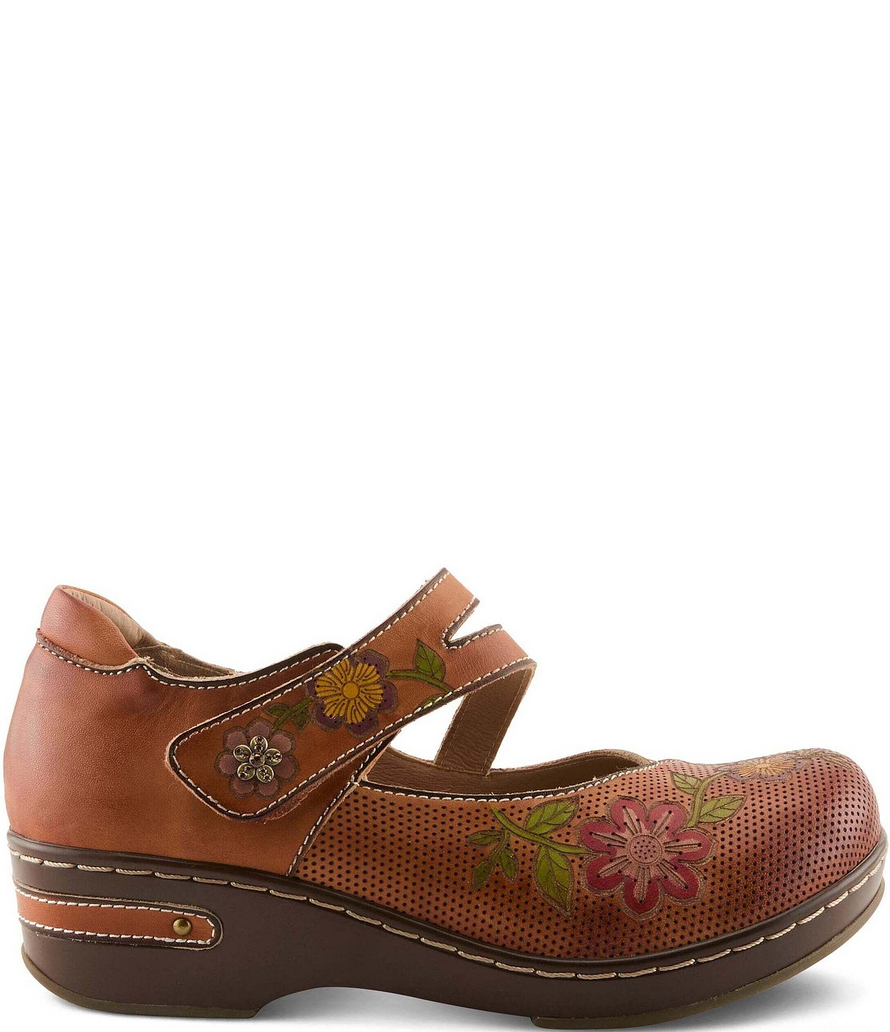L'ARTISTE Mamataish Perforated Leather Mary Jane Clogs