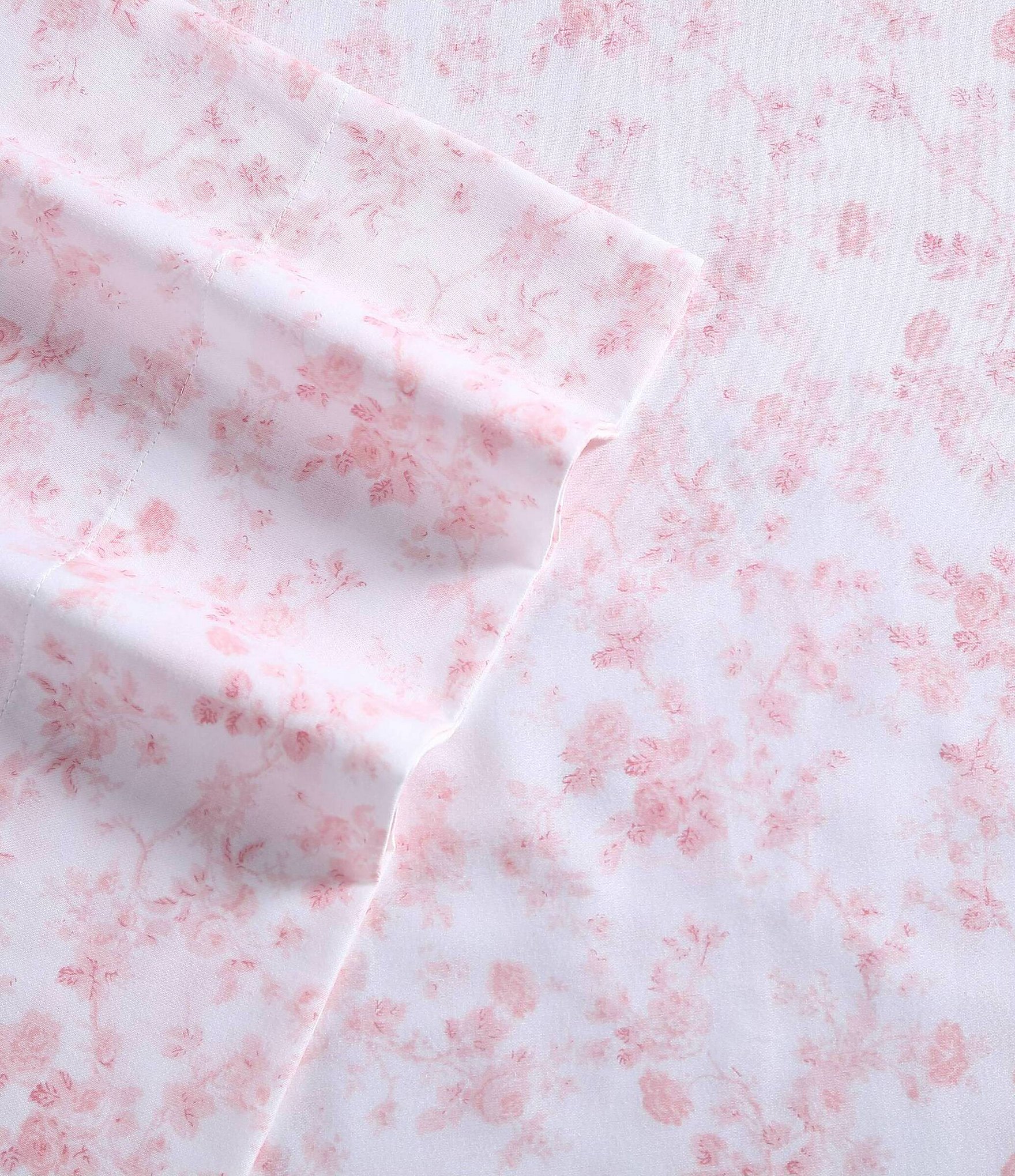 Laura Ashley 300-Thread Count Bella Floral Pale Pink Cotton Sateen Sheet Set