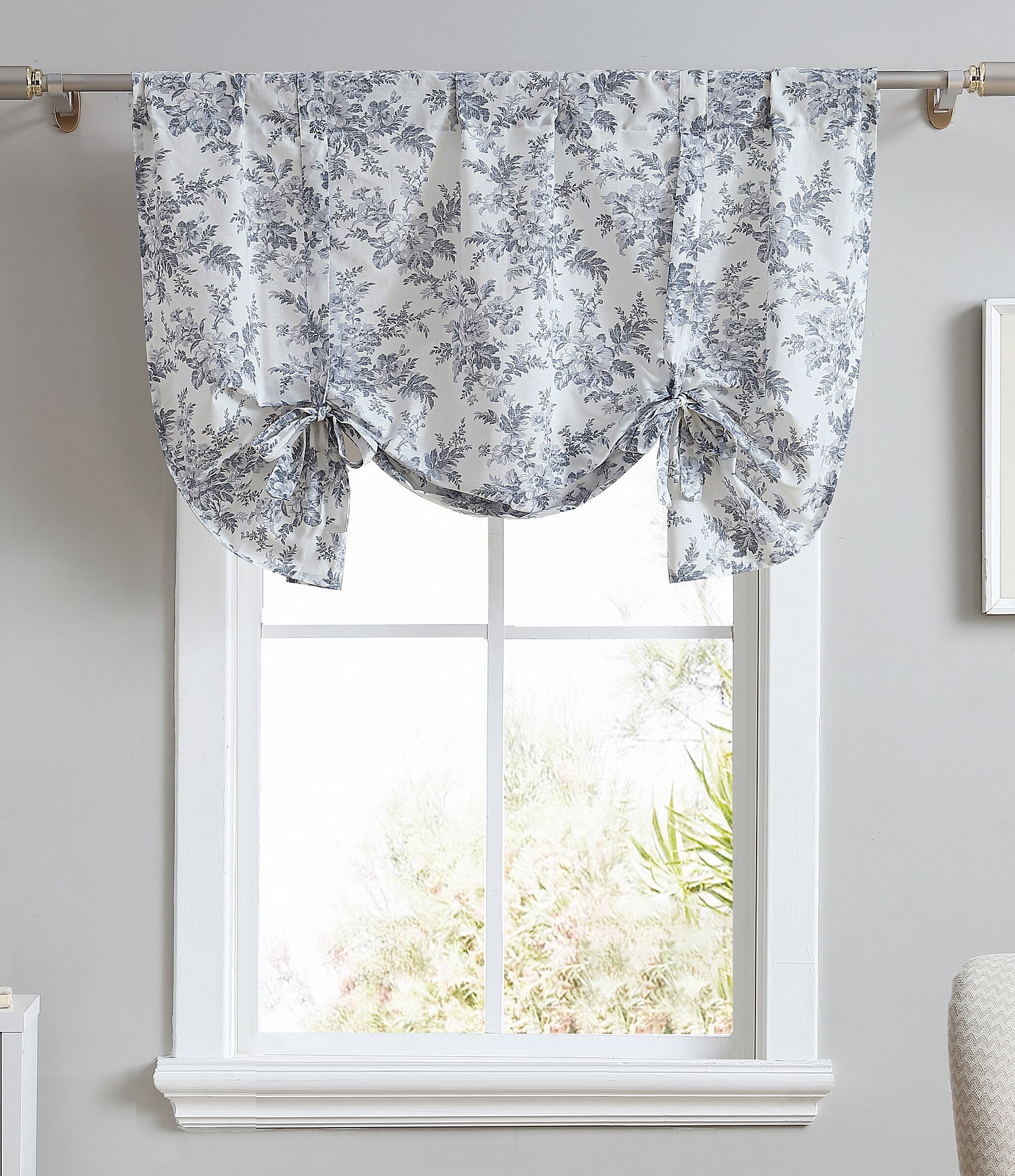 Laura Ashley Annalise Floral Tie Up Designer Window Valance