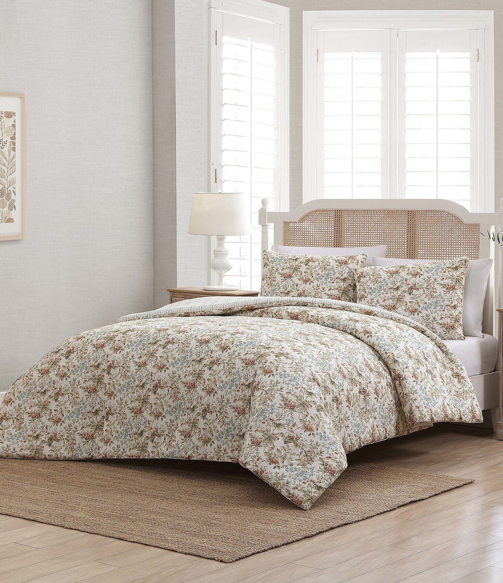 Laura Ashley Bramble Floral Cotton Reversible Comforter Mini Set