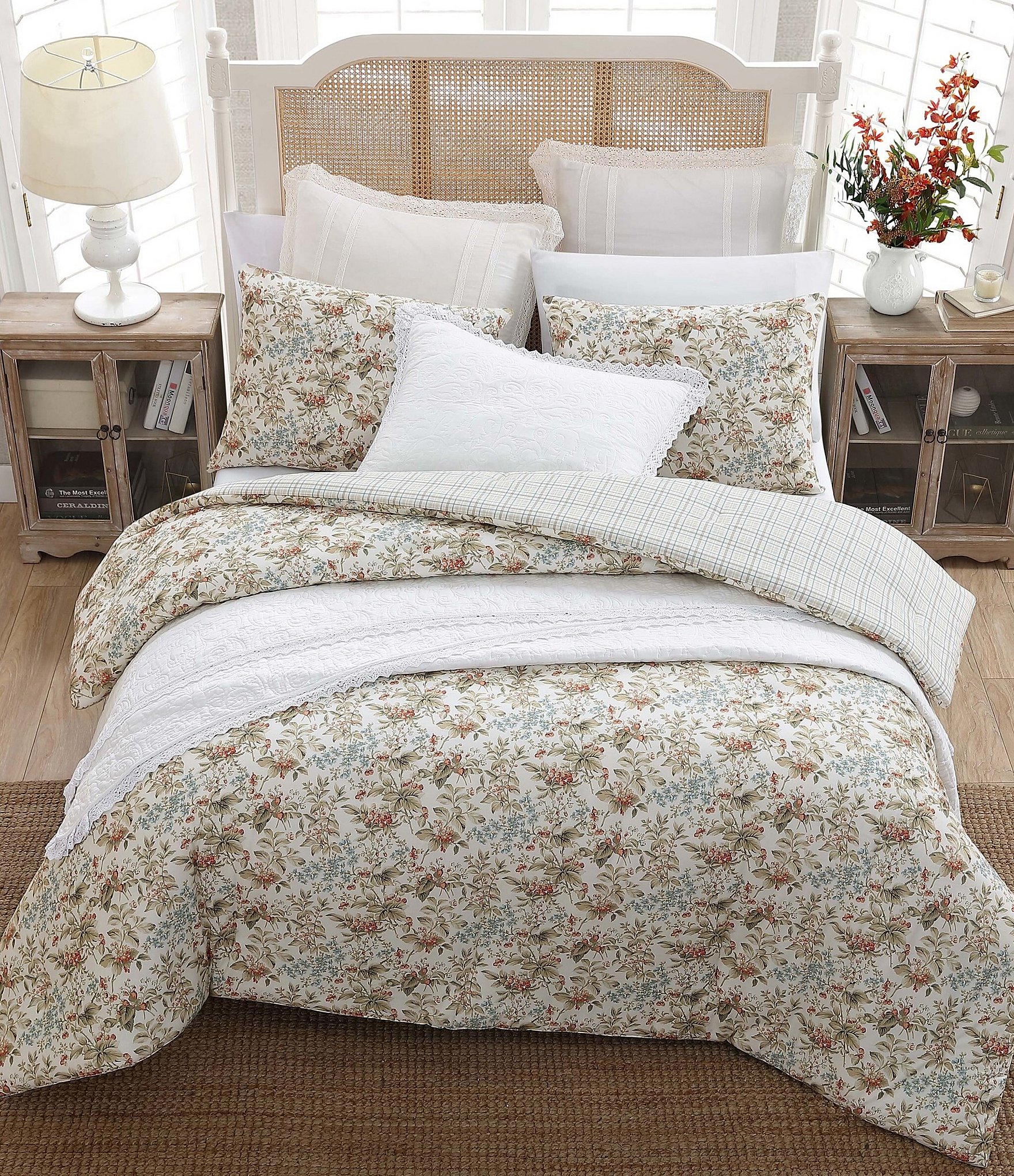 Laura Ashley Bramble Floral Cotton Reversible Comforter Mini Set