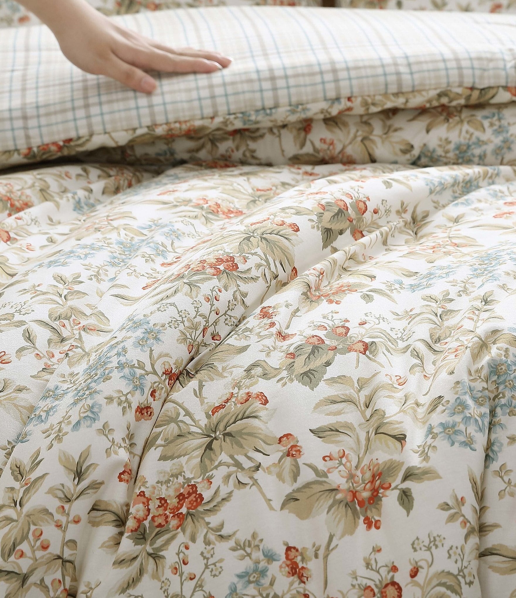 Laura Ashley Bramble Floral Cotton Reversible Comforter Mini Set