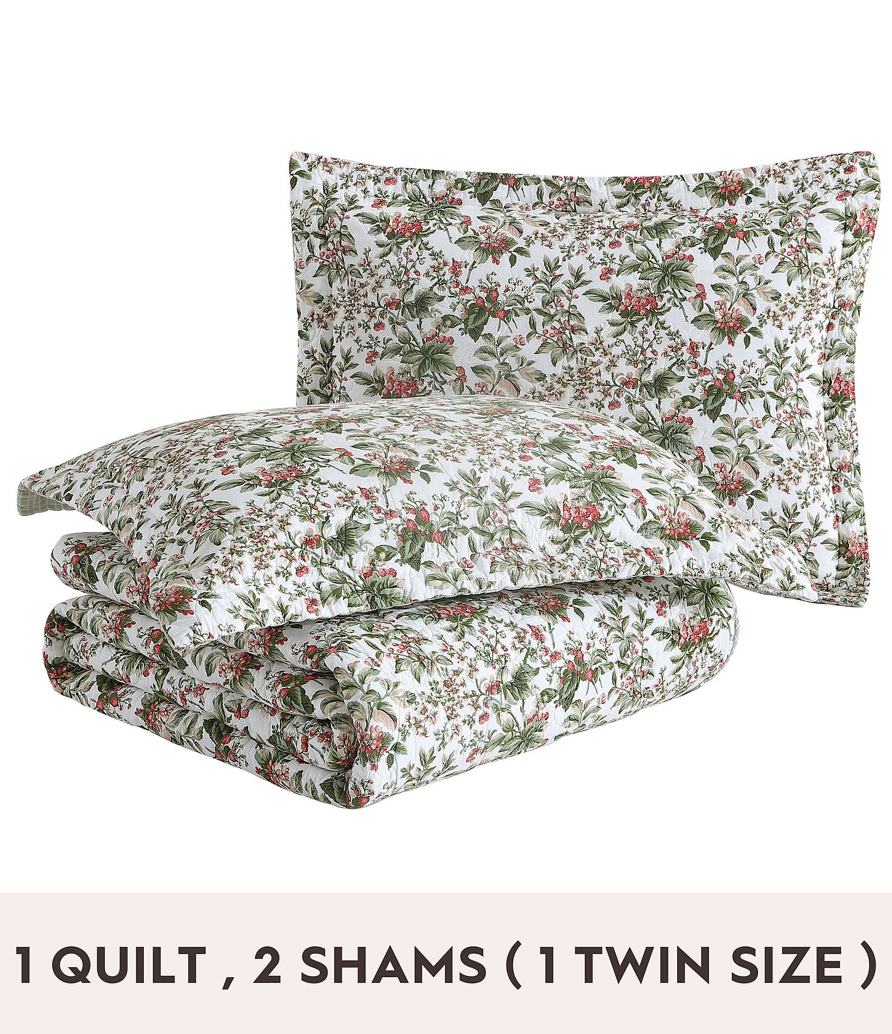 Laura Ashley Bramble Floral Cotton Reversible Quilt Mini Set